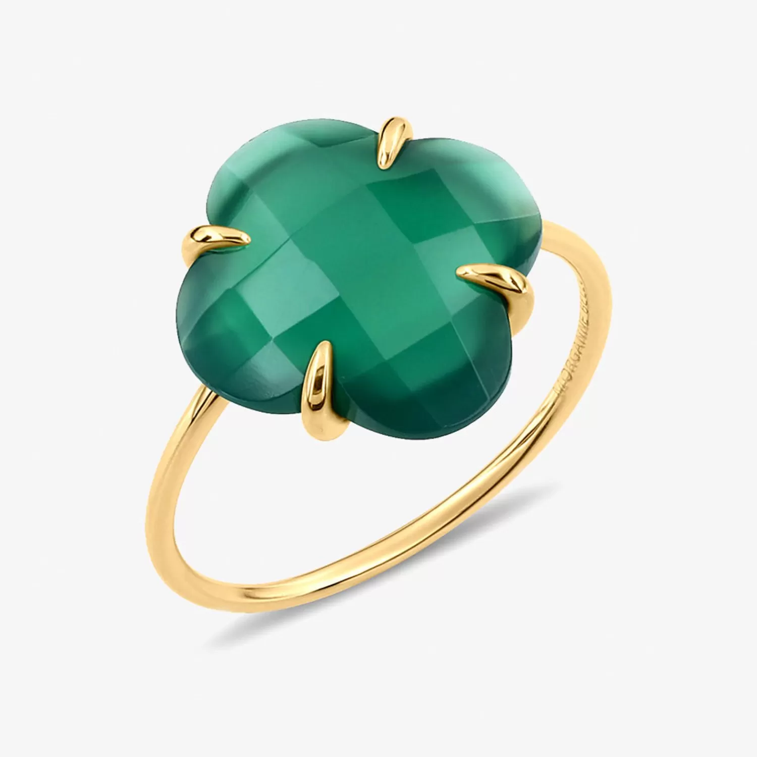 The Alkemistry Morganne Bello 18Ct Yellow Gold Victoria Clover Green Agate Ring Cheap