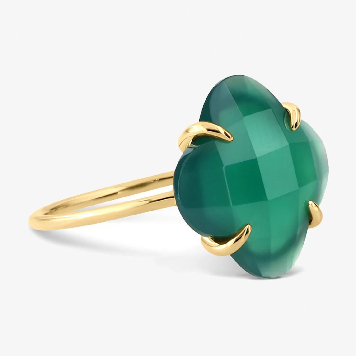The Alkemistry Morganne Bello 18Ct Yellow Gold Victoria Clover Green Agate Ring Cheap