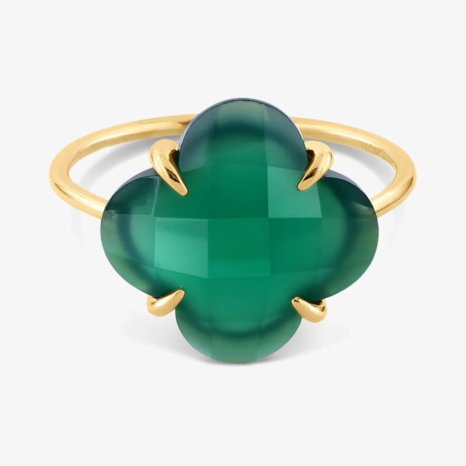 The Alkemistry Morganne Bello 18Ct Yellow Gold Victoria Clover Green Agate Ring Cheap
