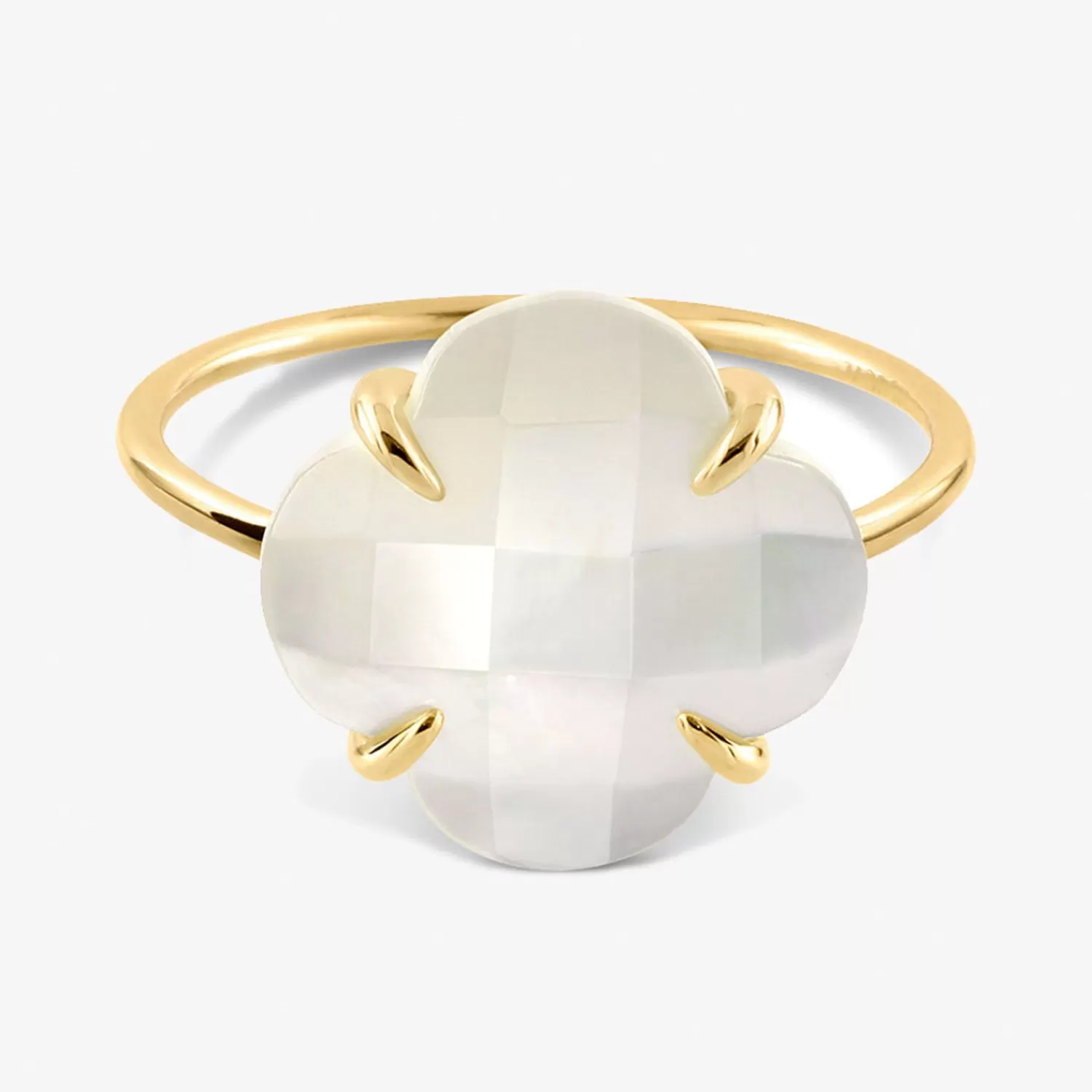 The Alkemistry Morganne Bello 18Ct Yellow Gold Victoria Clover Mother Of Pearl Ring Cheap