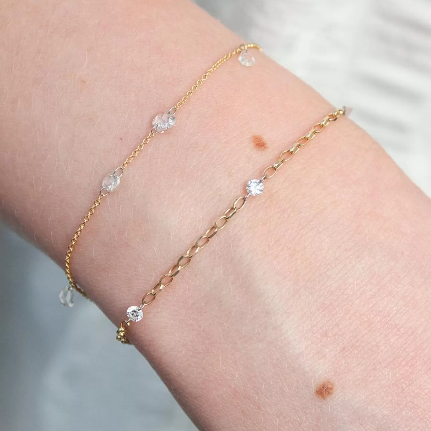 The Alkemistry Nude Shimmer - 18Ct Gold, 3 Diamond Medium Shimmer Chain Bracelet Outlet