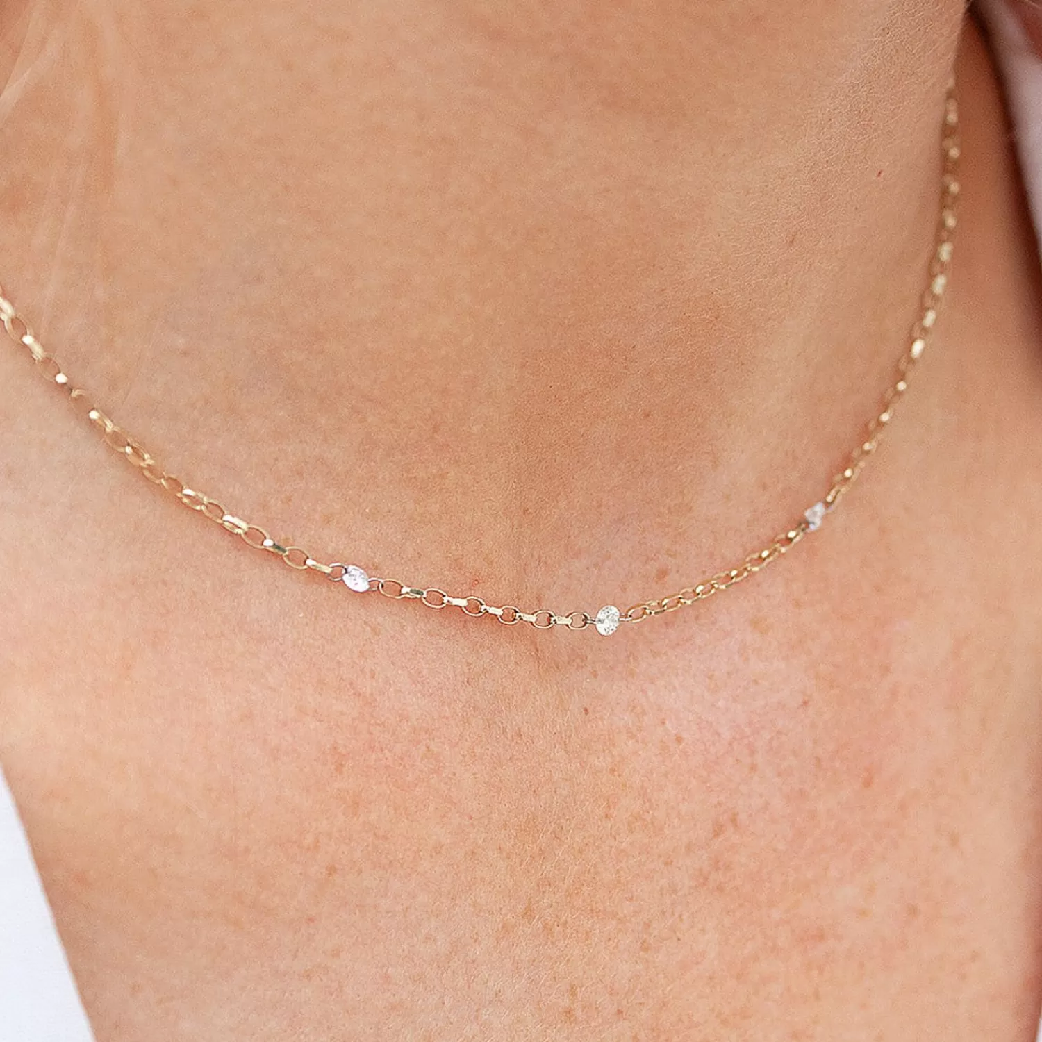 The Alkemistry Nude Shimmer - 18Ct Gold, 3 Diamond Medium Shimmer Chain Necklace Best