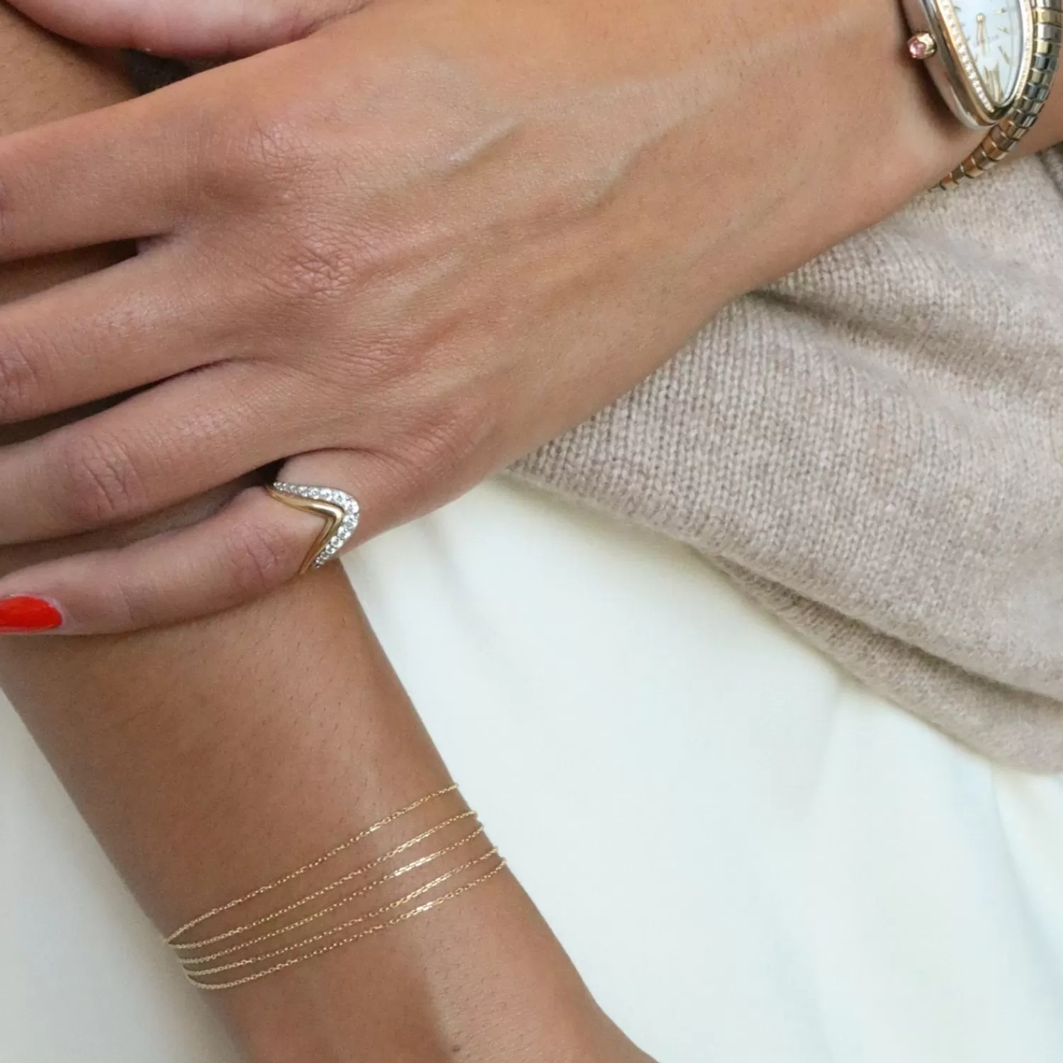 The Alkemistry Nude Shimmer - 18Ct Gold, Fine Shimmer 5 Strand Adjuster Bracelet Fashion