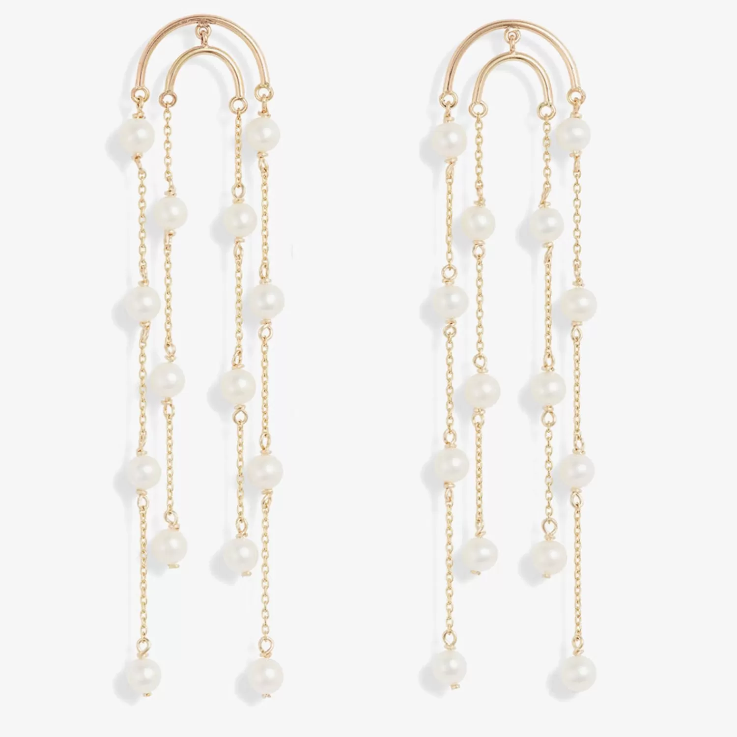 The Alkemistry Poppy Finch 14Ct Yellow Gold And Double Crescent Pearl Drop Earrings (Pair) Fashion