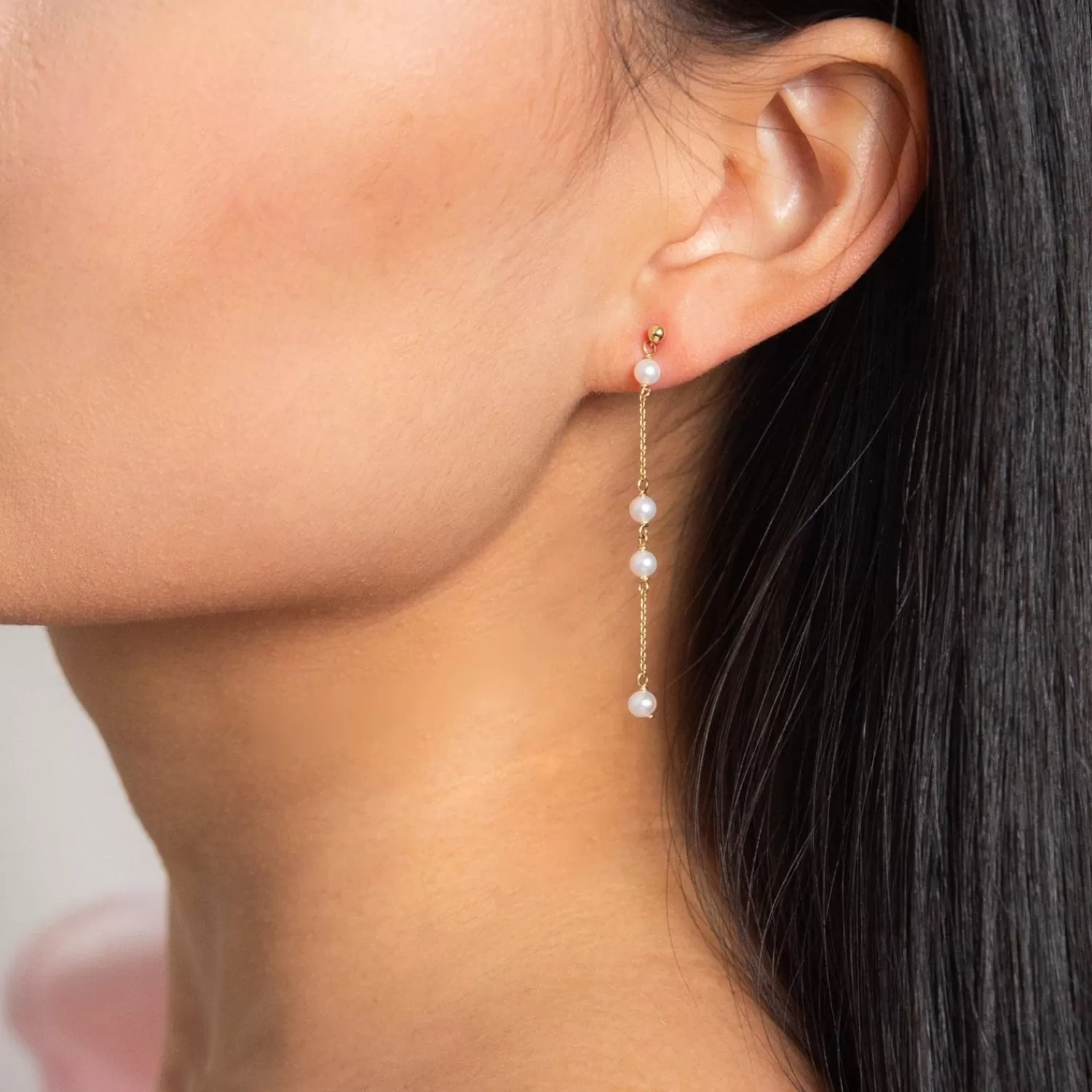 The Alkemistry Poppy Finch 14Ct Yellow Gold And Spaced Pearl Drop Earrings (Pair) New
