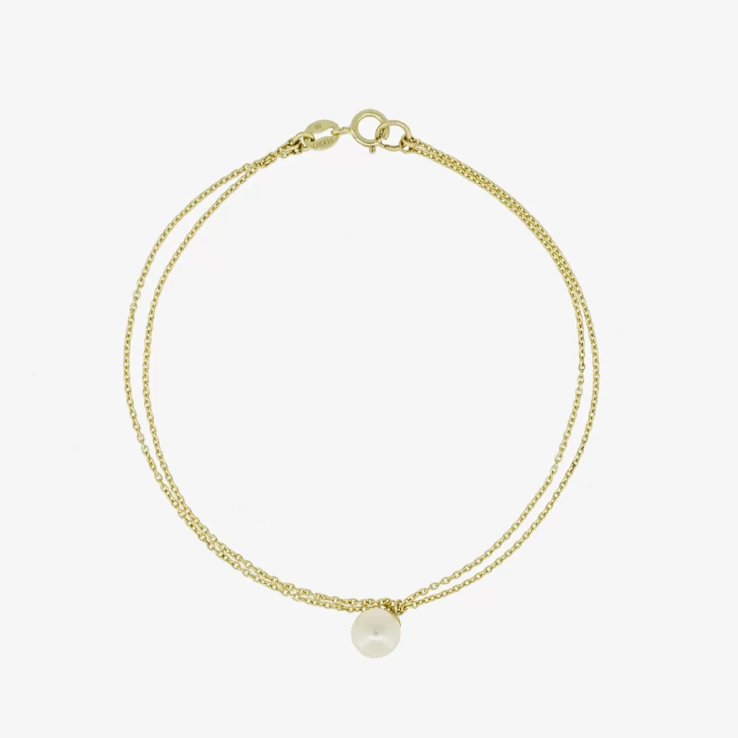 The Alkemistry Poppy Finch 14Ct Yellow Gold Double Chain Pearl Drop Bracelet Cheap