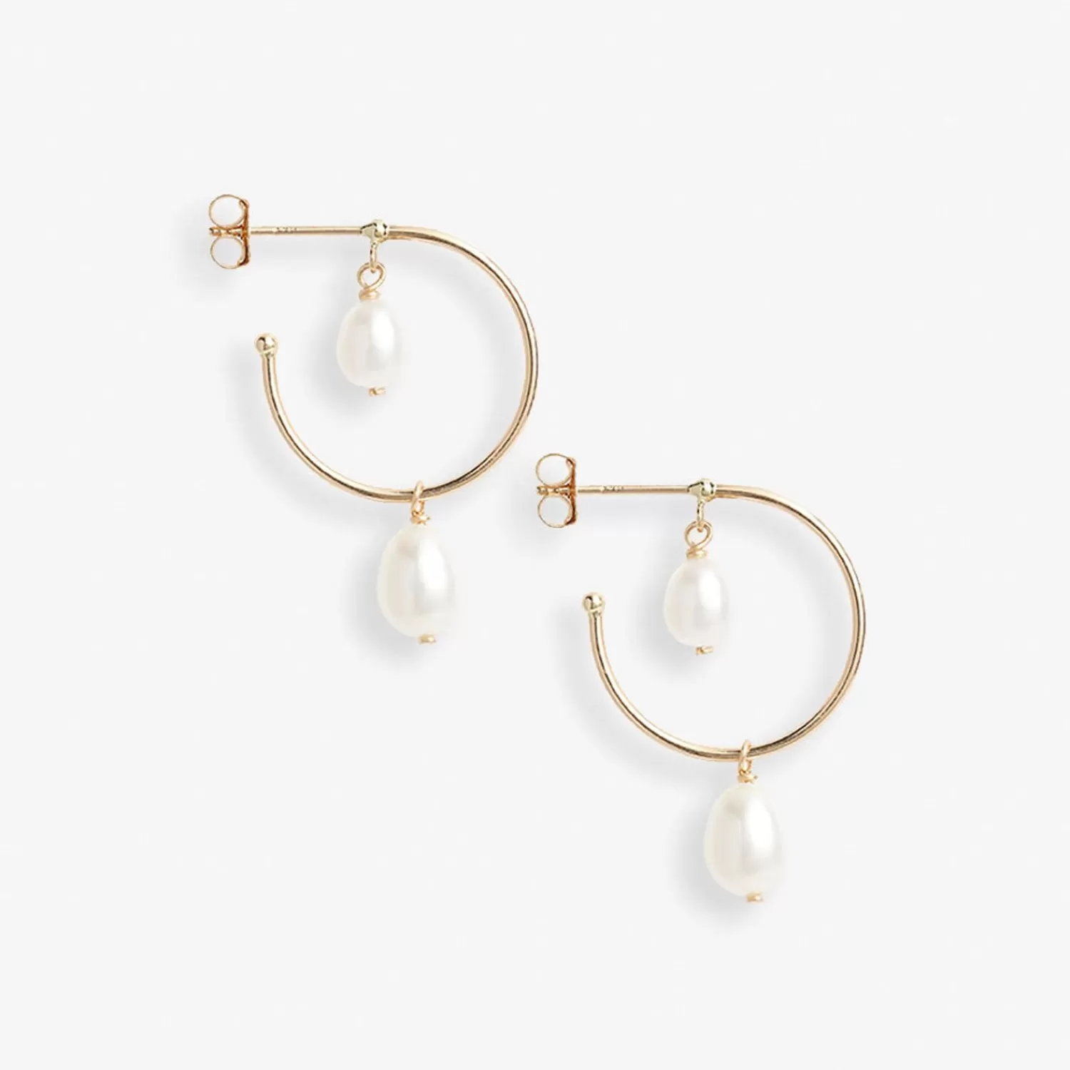 The Alkemistry Poppy Finch 14Ct Yellow Gold Double Pearl Hoop Dangle Earrings (Pair) Clearance