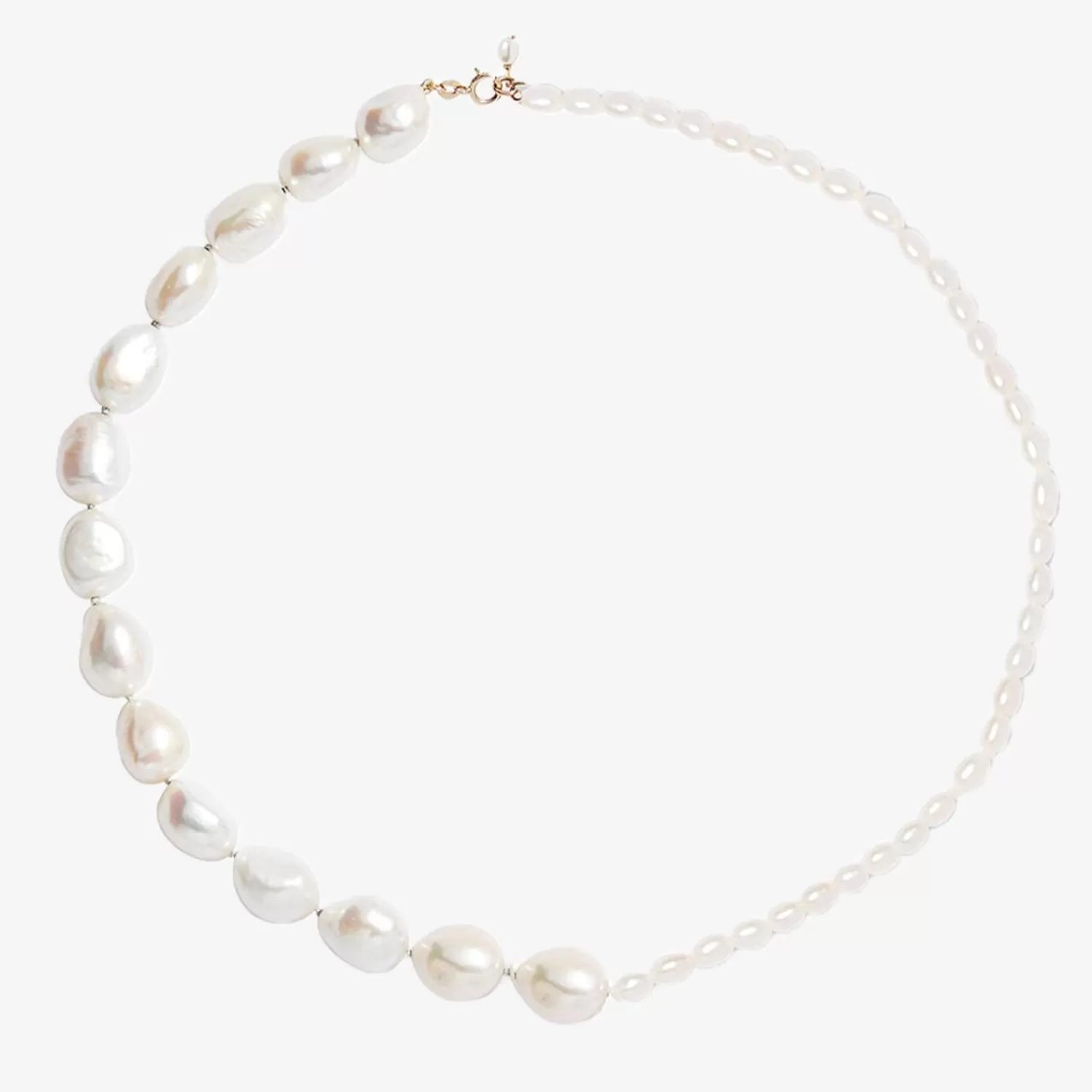 The Alkemistry Poppy Finch 14Ct Yellow Gold Half Big Half Small Pearl Necklace Flash Sale