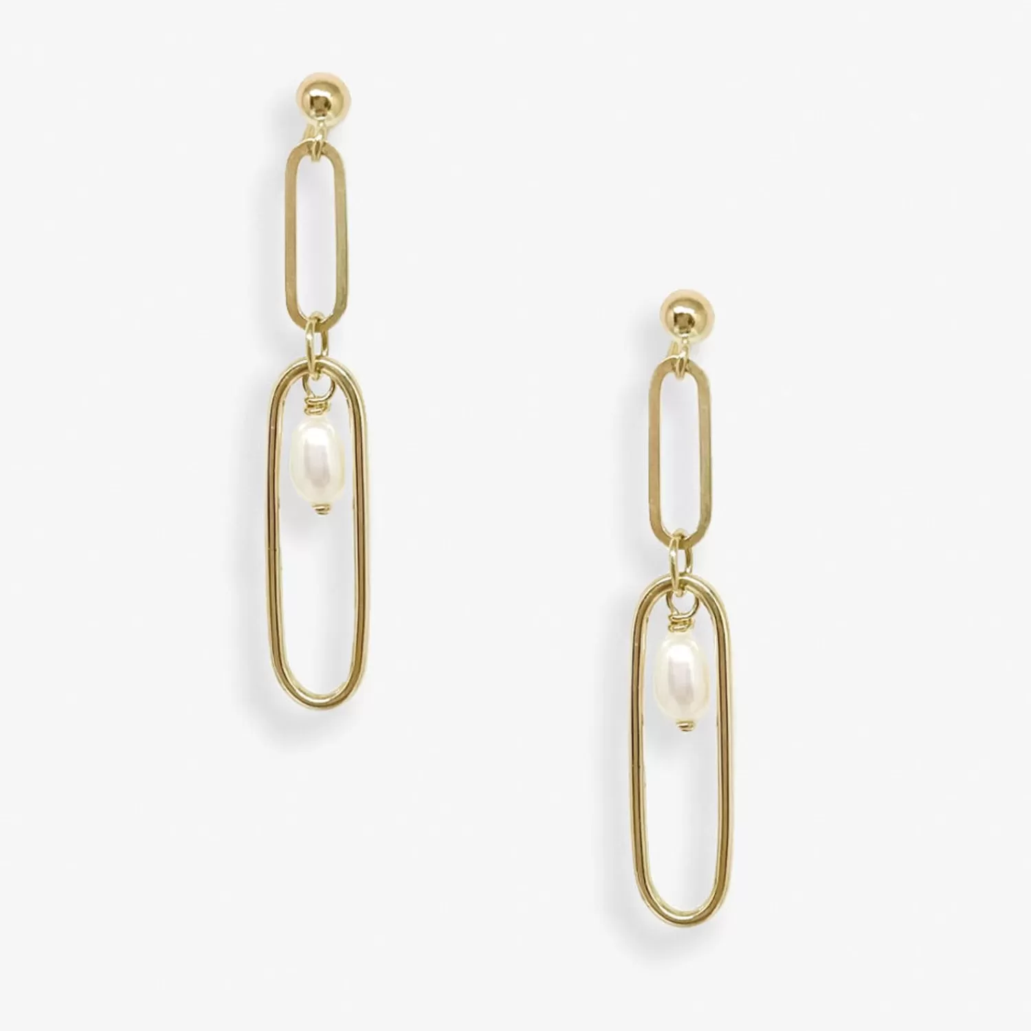 The Alkemistry Poppy Finch 14Ct Yellow Gold Long Link Pearl Dangle Earrings (Pair) Sale