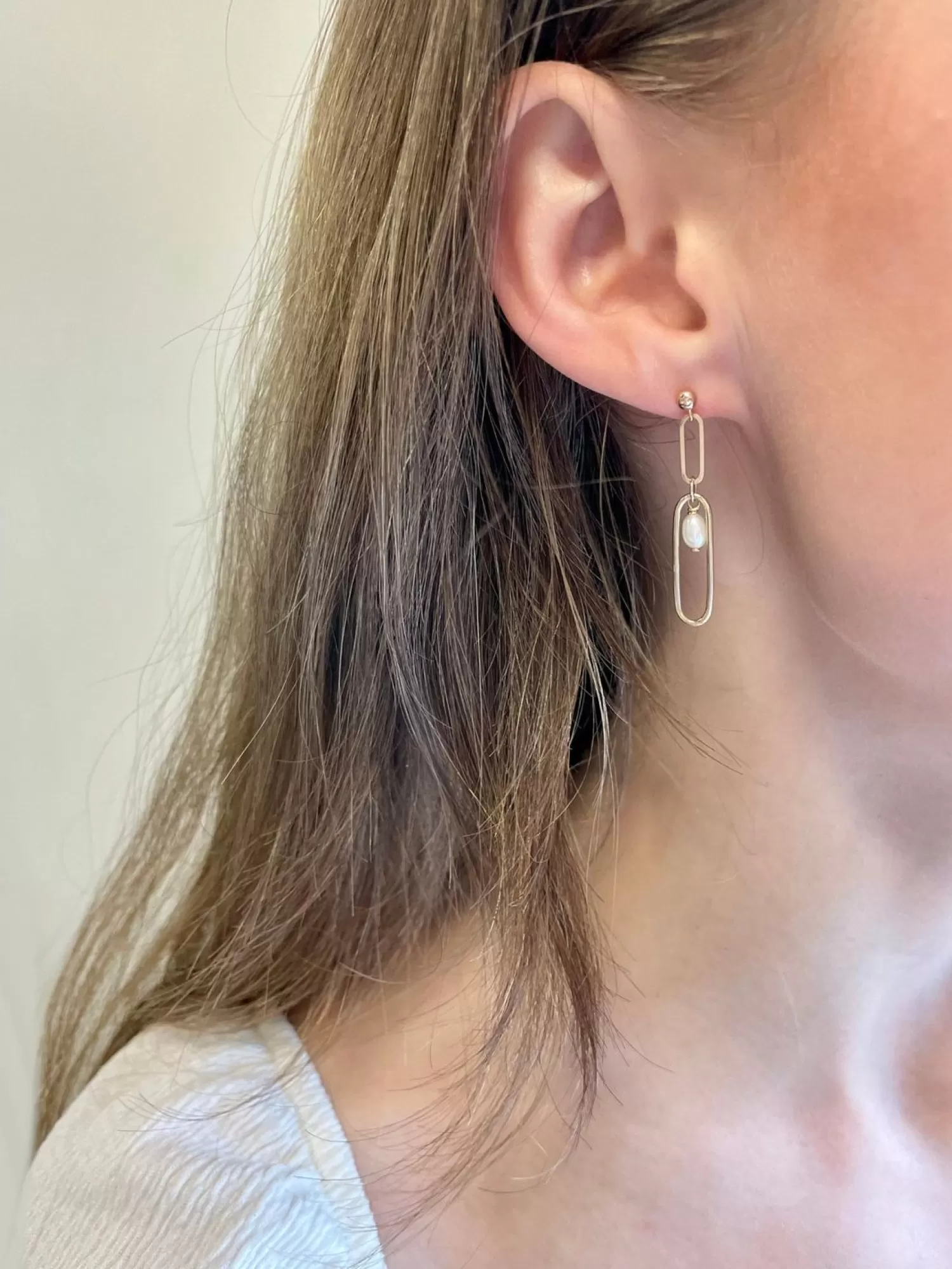 The Alkemistry Poppy Finch 14Ct Yellow Gold Long Link Pearl Dangle Earrings (Pair) Sale