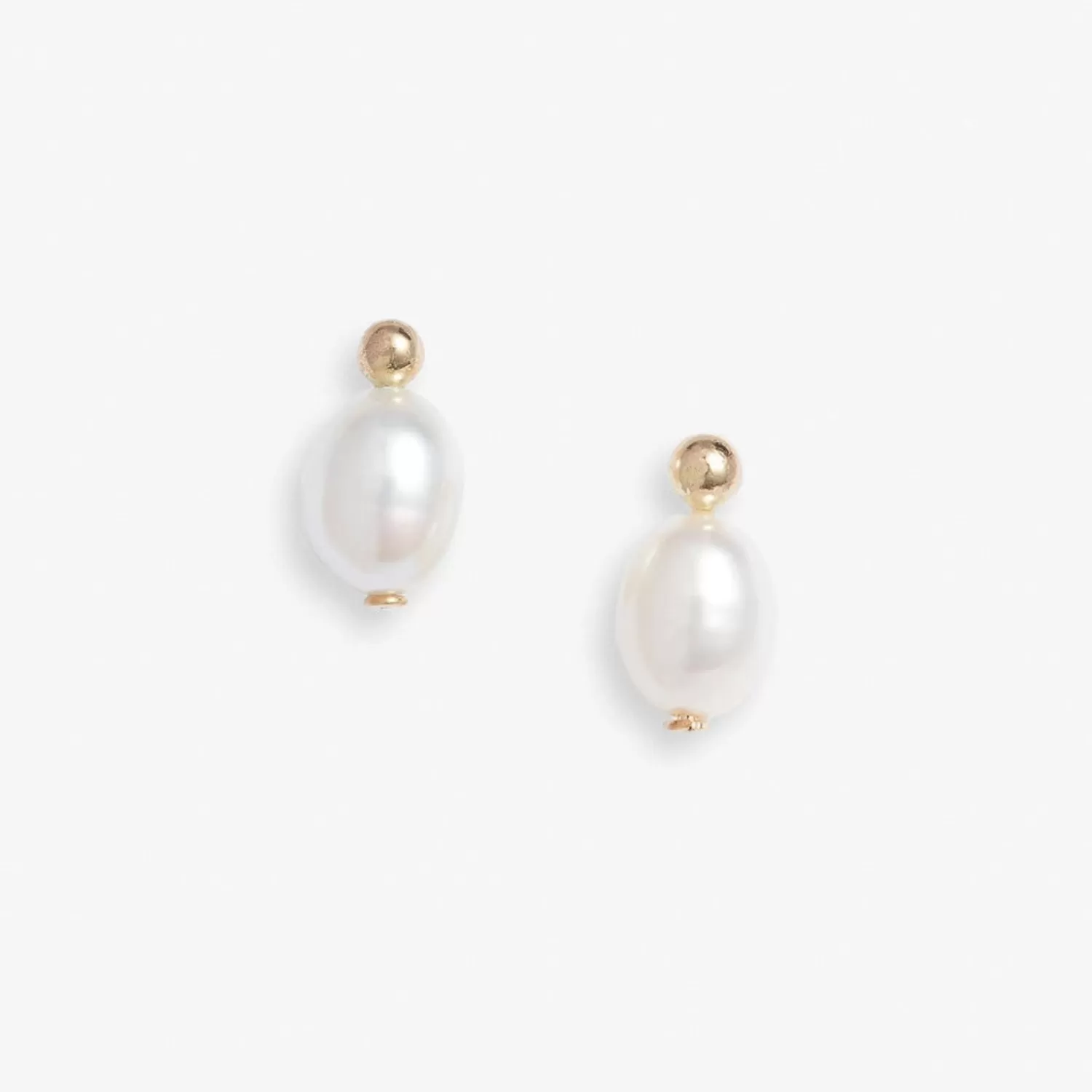The Alkemistry Poppy Finch 14Ct Yellow Gold Oval Pearl Studs Earrings (Pair) Flash Sale