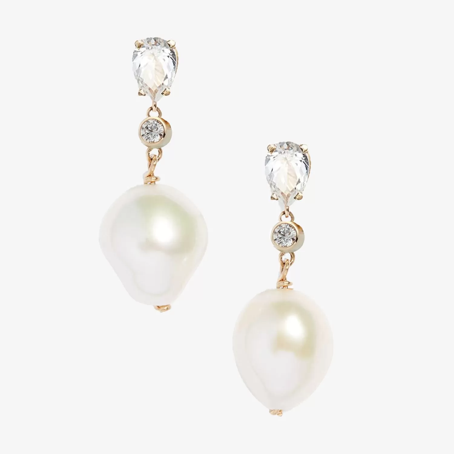 The Alkemistry Poppy Finch 14Ct Yellow Gold Pear Cut White Topaz And Pear Earrings Best