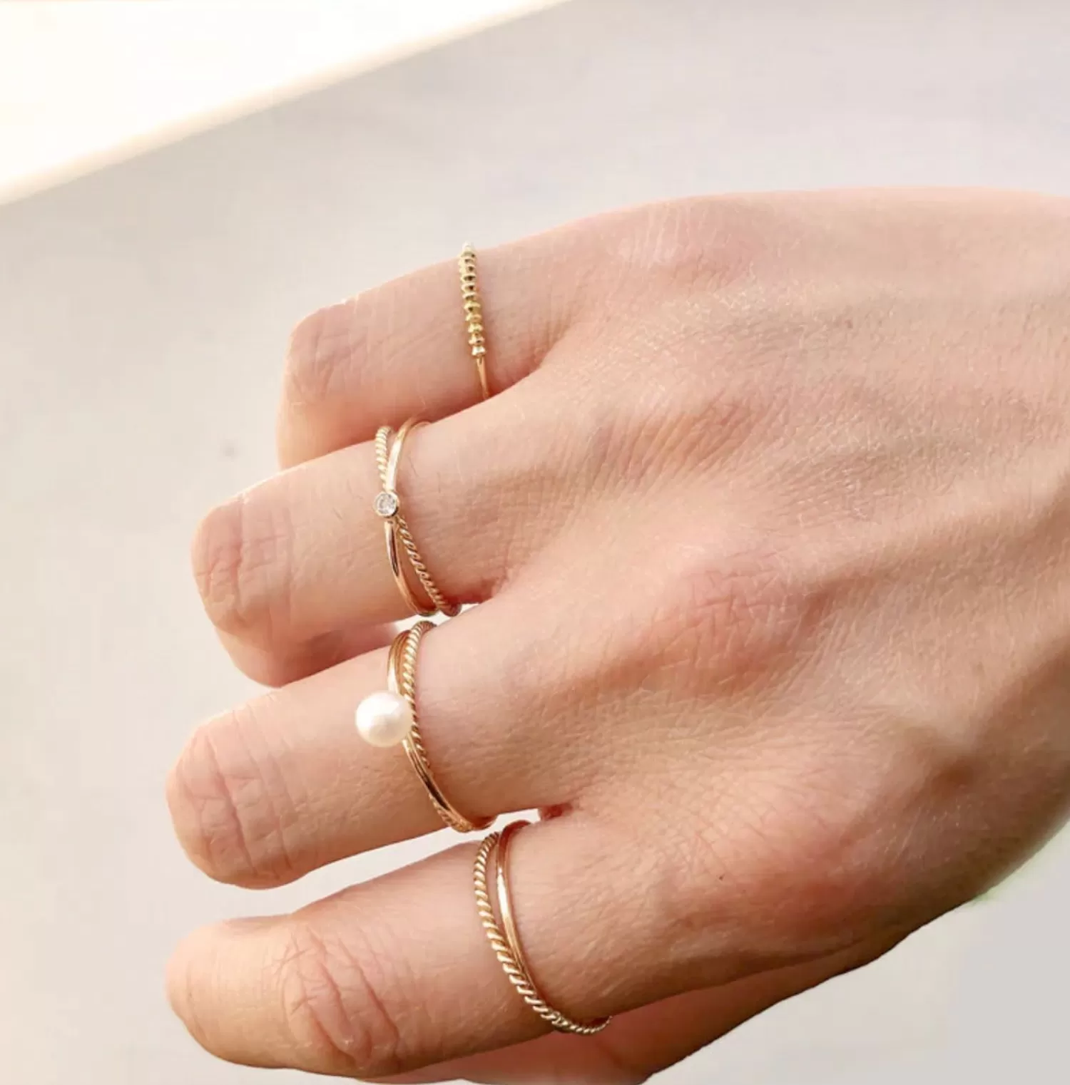 The Alkemistry Poppy Finch 14Ct Yellow Gold Pearl Skinny Criss Cross Ring Discount