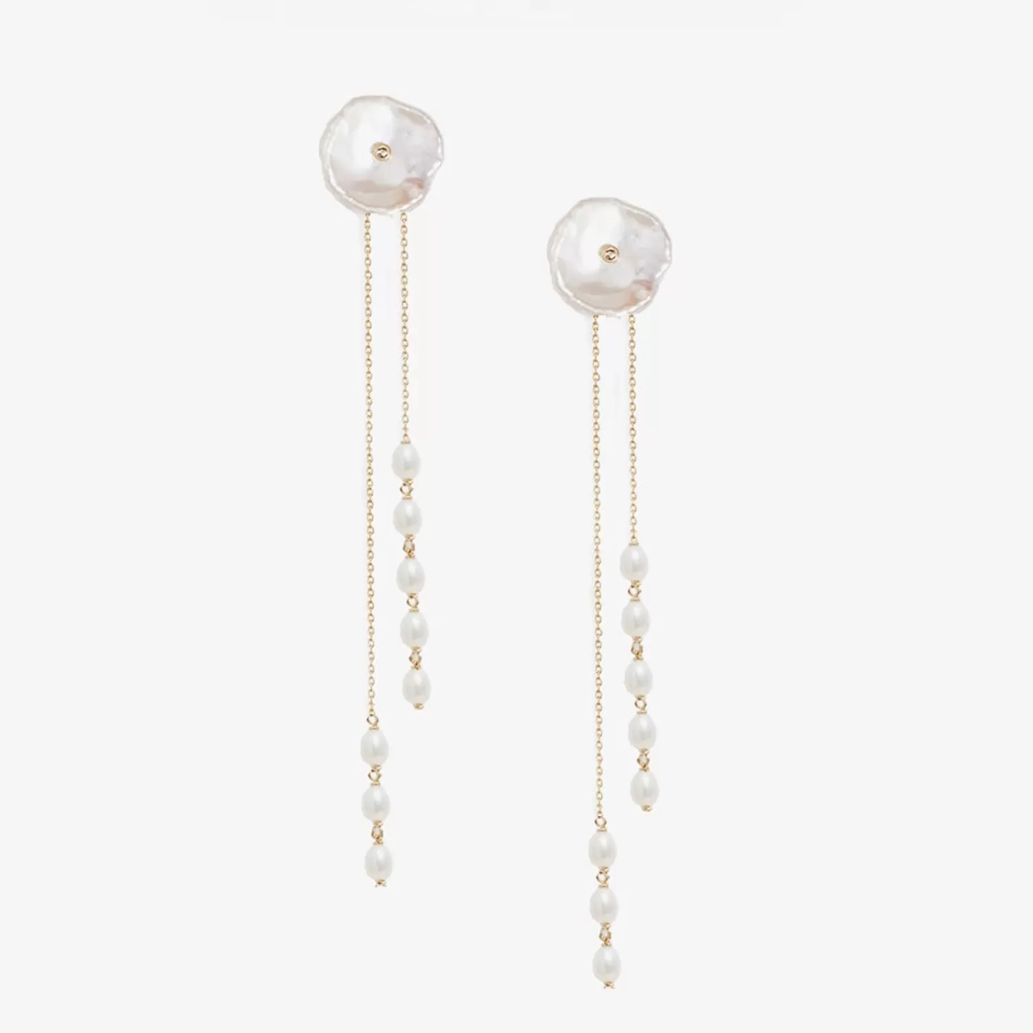 The Alkemistry Poppy Finch 14Ct Yellow Gold Petal Pearl Earrings With Keshi Jackets (Pair) Outlet