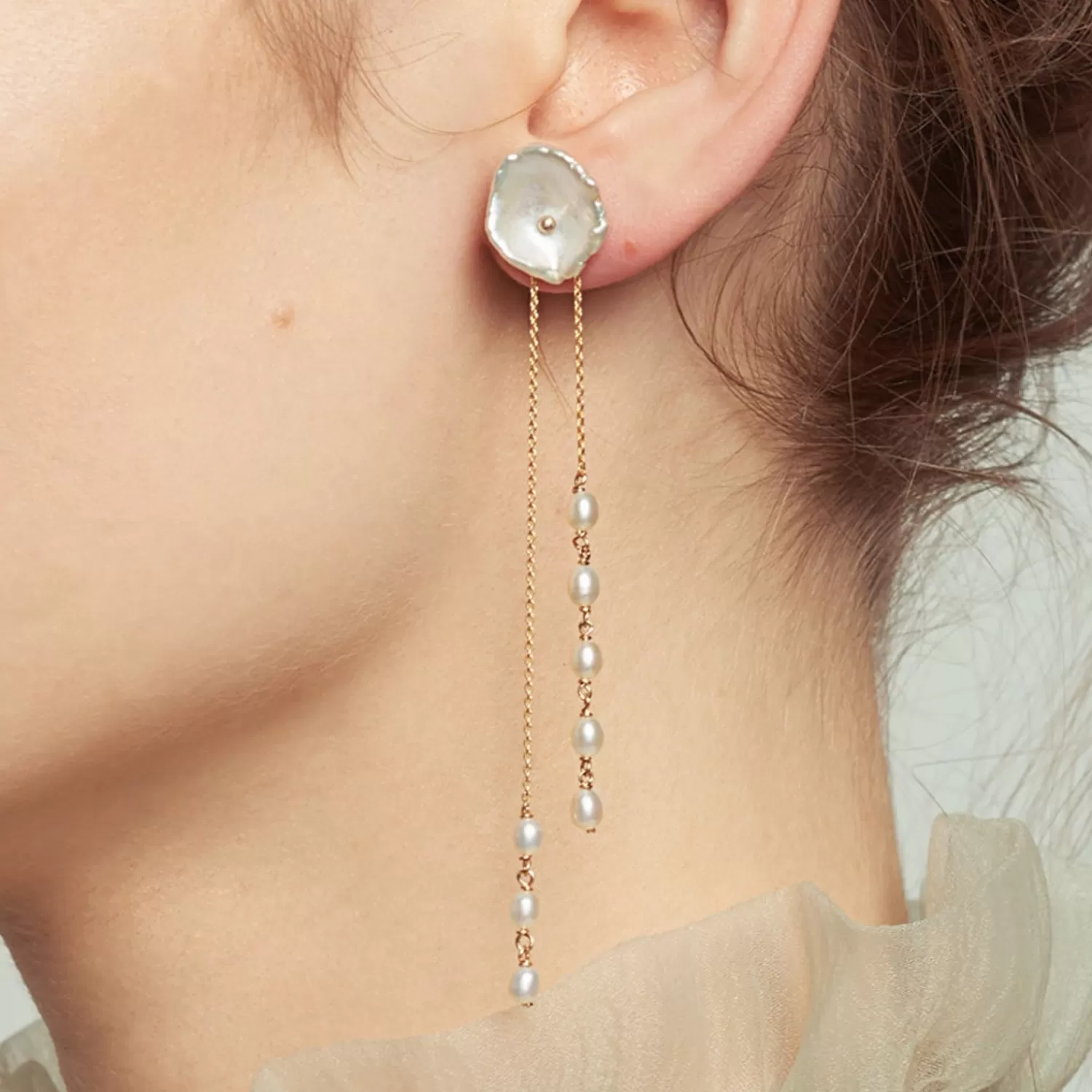 The Alkemistry Poppy Finch 14Ct Yellow Gold Petal Pearl Earrings With Keshi Jackets (Pair) Outlet