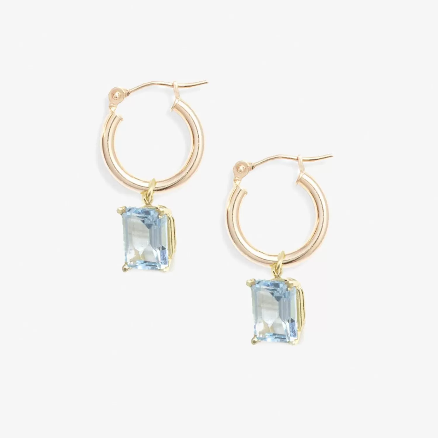The Alkemistry Poppy Finch 14Ct Yellow Gold Rose Cut And Blue Topaz Hoop Earrings (Pair) Store