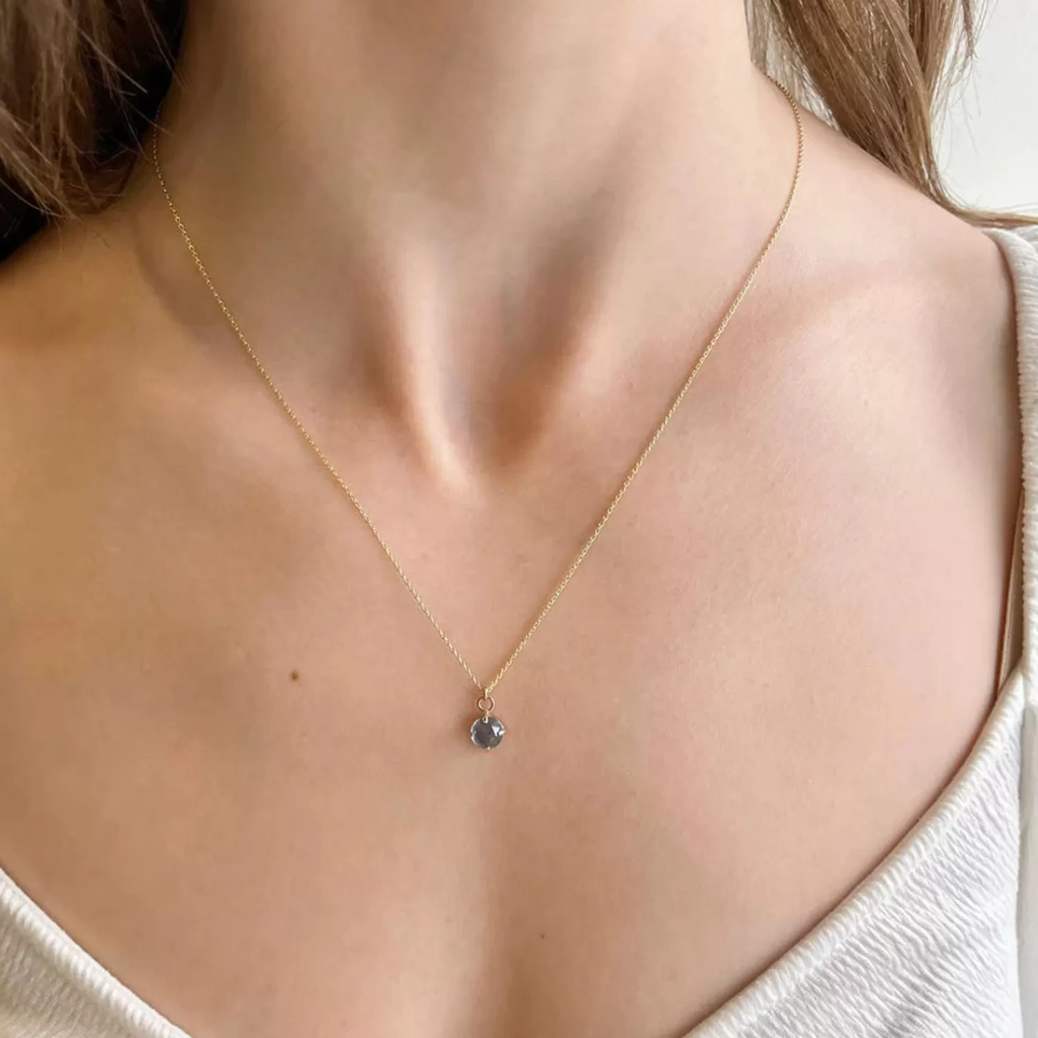 The Alkemistry Poppy Finch 14Ct Yellow Gold Rose Cut And Blue Topaz Necklace Fashion