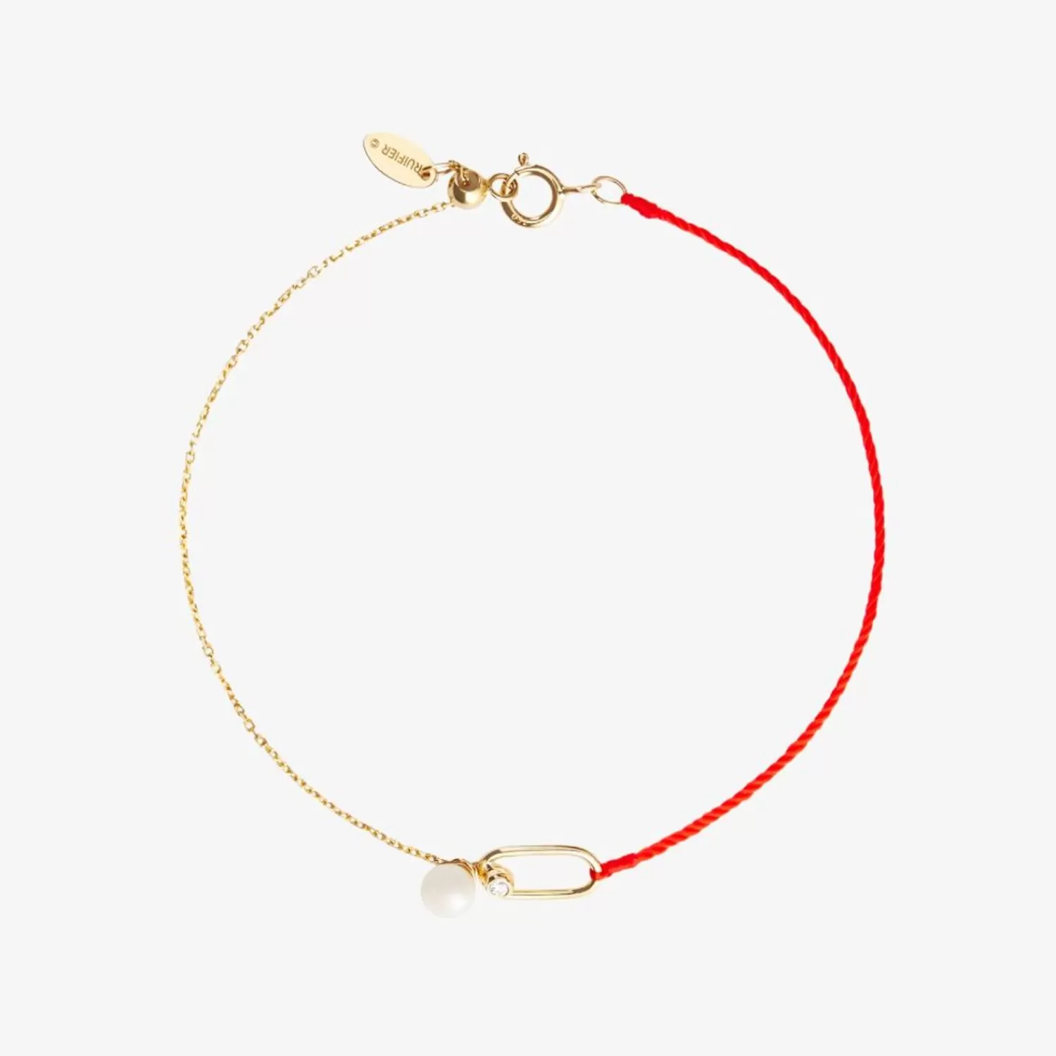 The Alkemistry Ruifier 18Ct Yellow Gold Astra Moonlight Pearl And Diamond Red Cord And Chain Bracelet Store