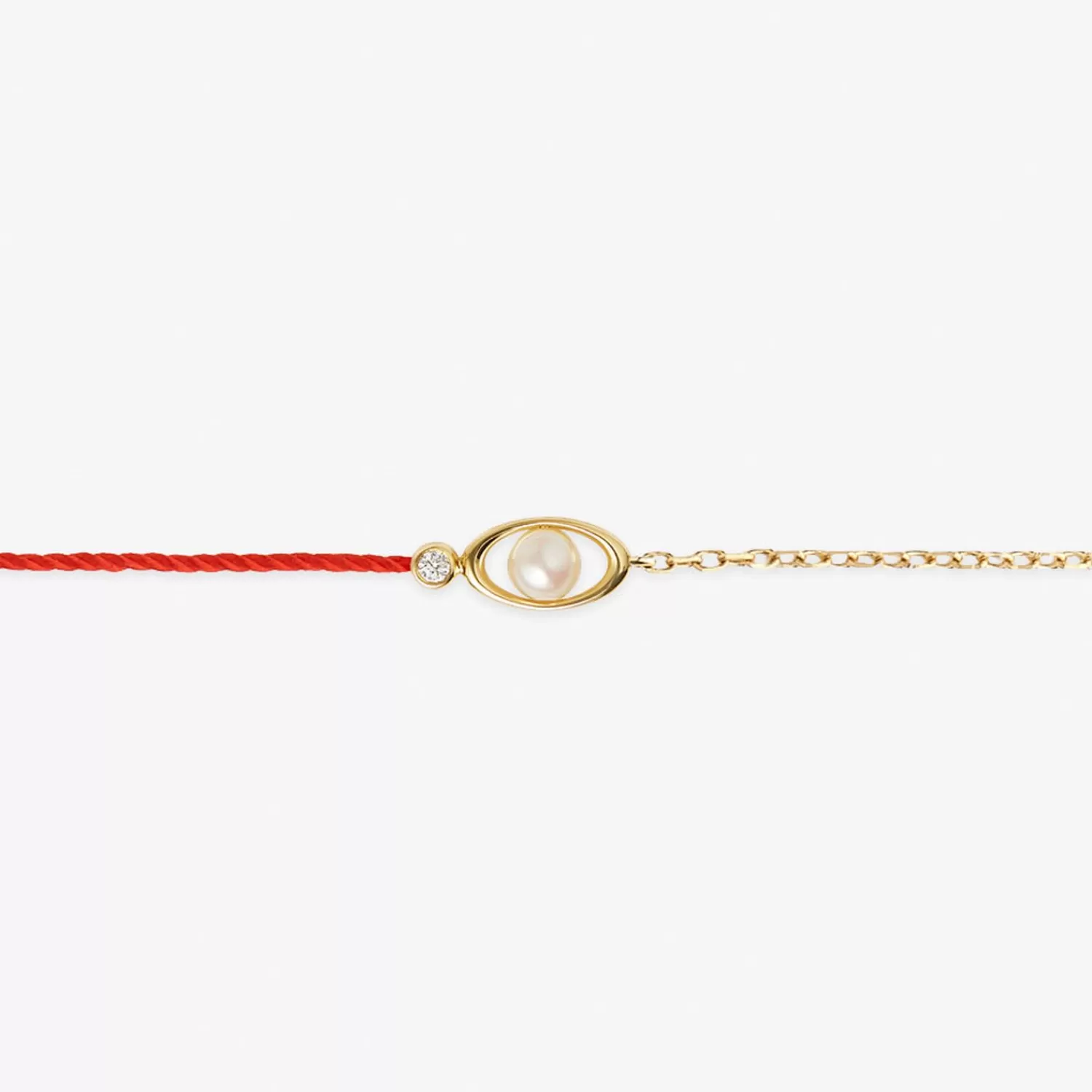 The Alkemistry Ruifier 18Ct Yellow Gold Morning Dew Akoya Pearl And Diamond Red Thread And Chain Bracelet Online
