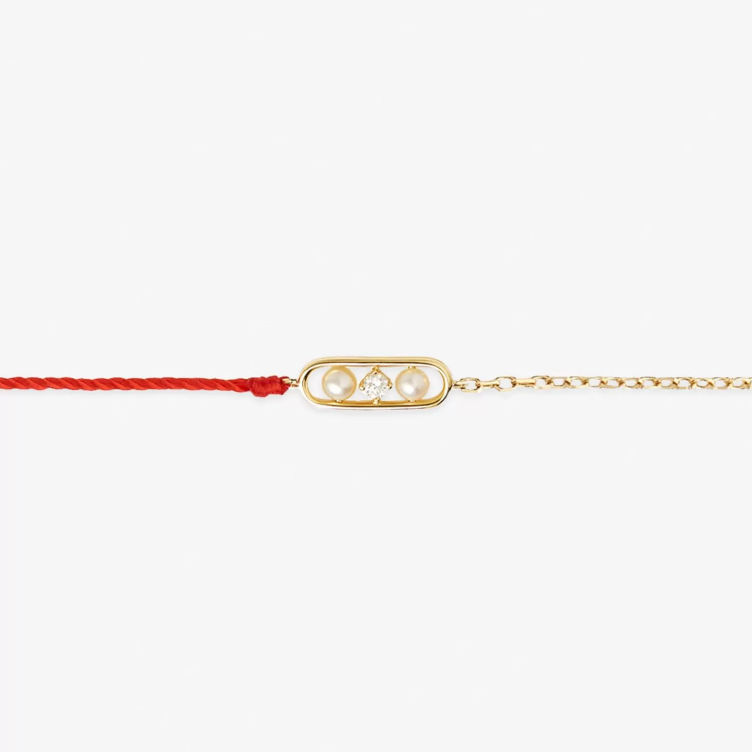 The Alkemistry Ruifier 18Ct Yellow Gold Morning Dew Dawn Pearl And Diamond Red Thread And Chain Bracelet Cheap