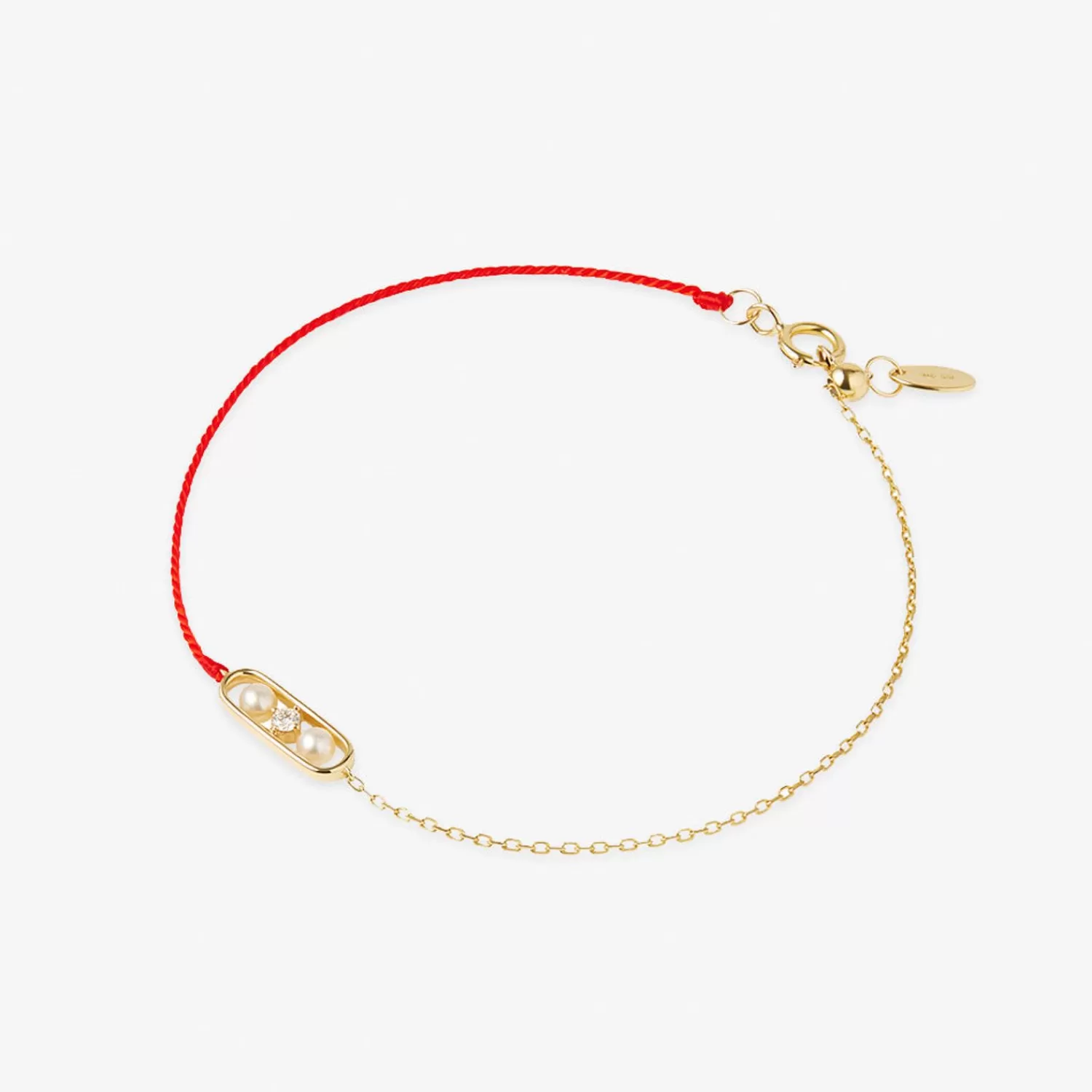 The Alkemistry Ruifier 18Ct Yellow Gold Morning Dew Dawn Pearl And Diamond Red Thread And Chain Bracelet Cheap
