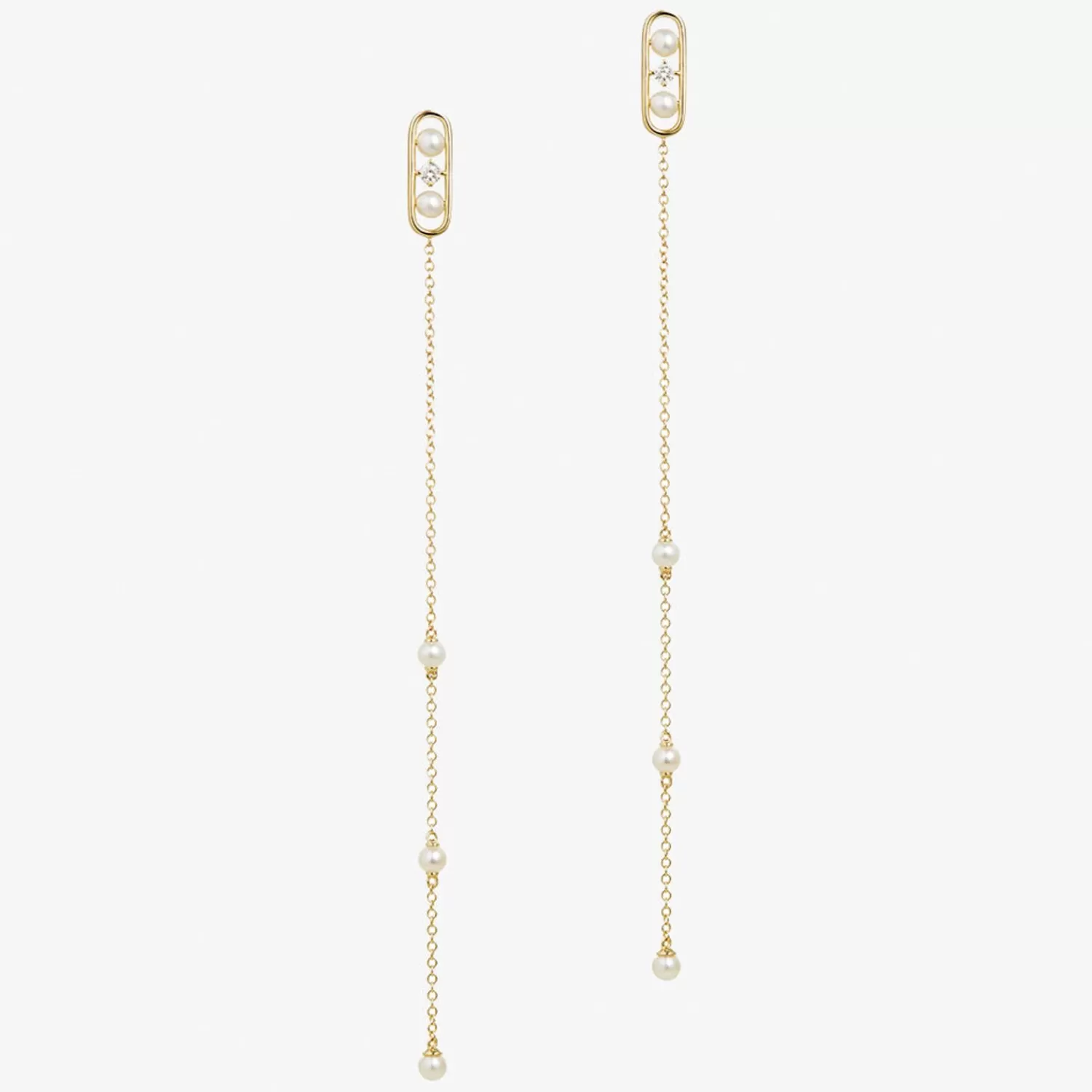 The Alkemistry Ruifier 18Ct Yellow Gold Morning Dew Pearl And Diamond Drop Chain Earrings (Pair) Best Sale