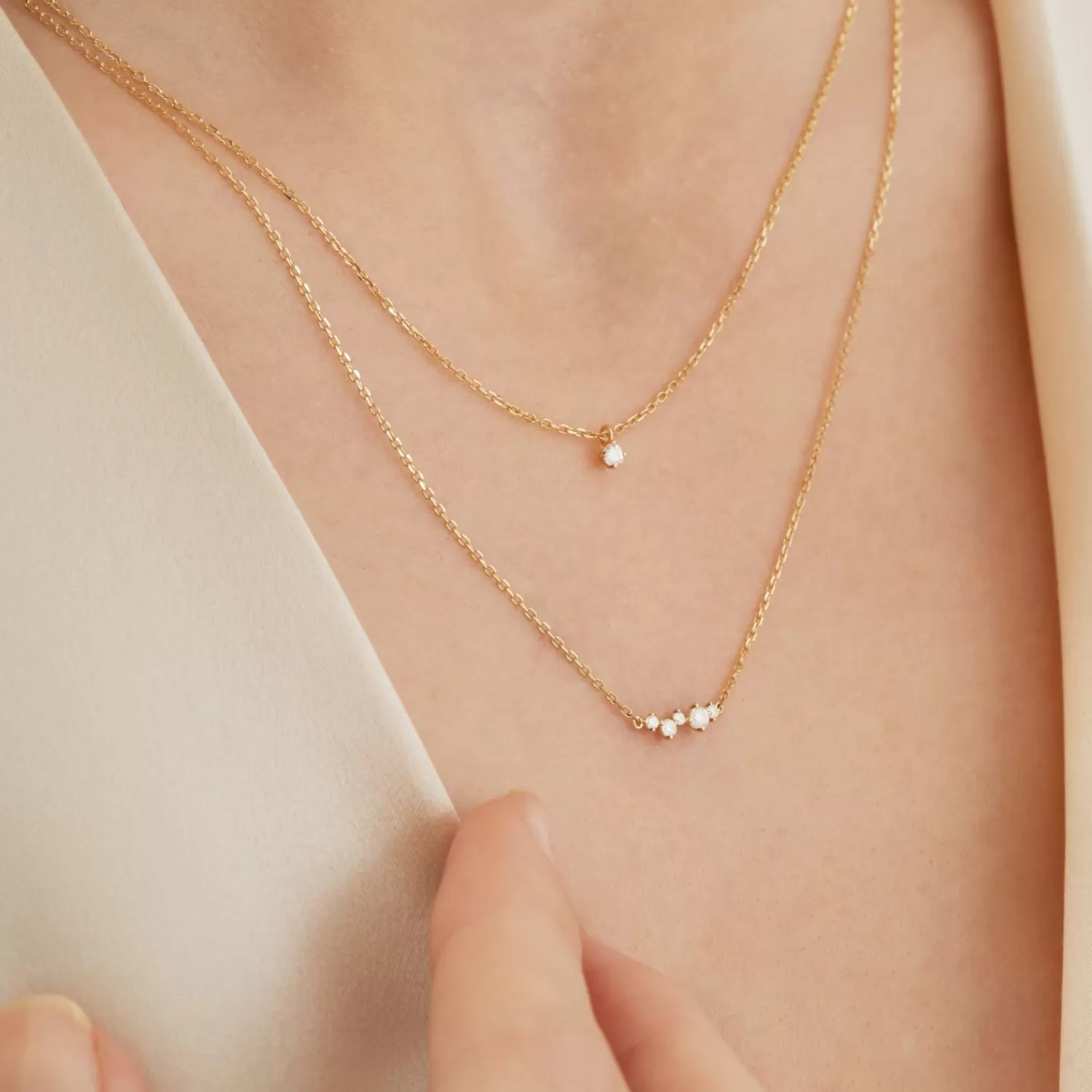 The Alkemistry Ruifier 18Ct Yellow Gold Scintilla Alpha Ray 5 Diamond Chain Necklace Outlet
