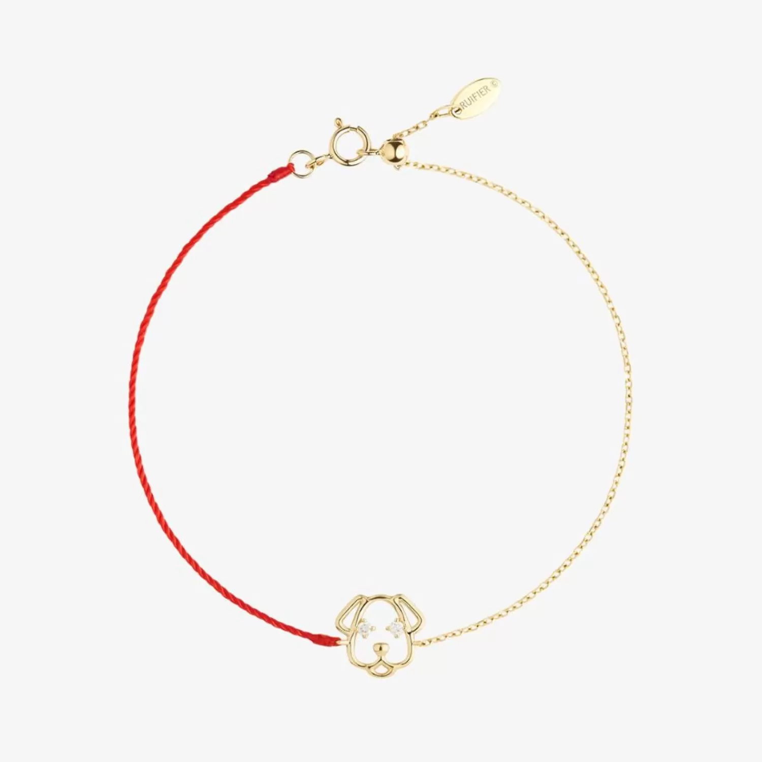 The Alkemistry Ruifier 18Ct Yellow Gold Scintilla Dog Red Cord And Chain Bracelet Store