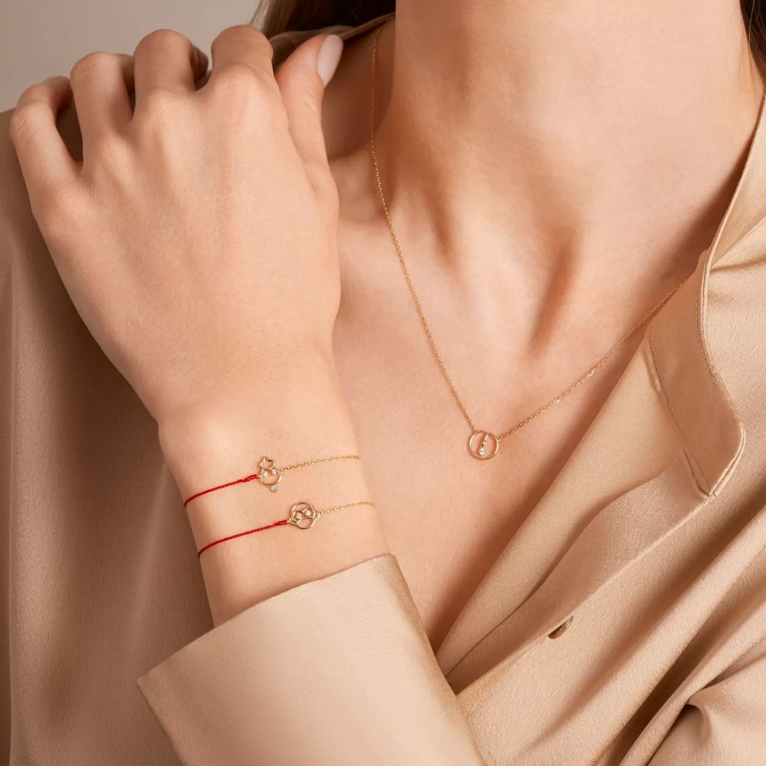 The Alkemistry Ruifier 18Ct Yellow Gold Scintilla Monkey Red Cord And Chain Bracelet Cheap