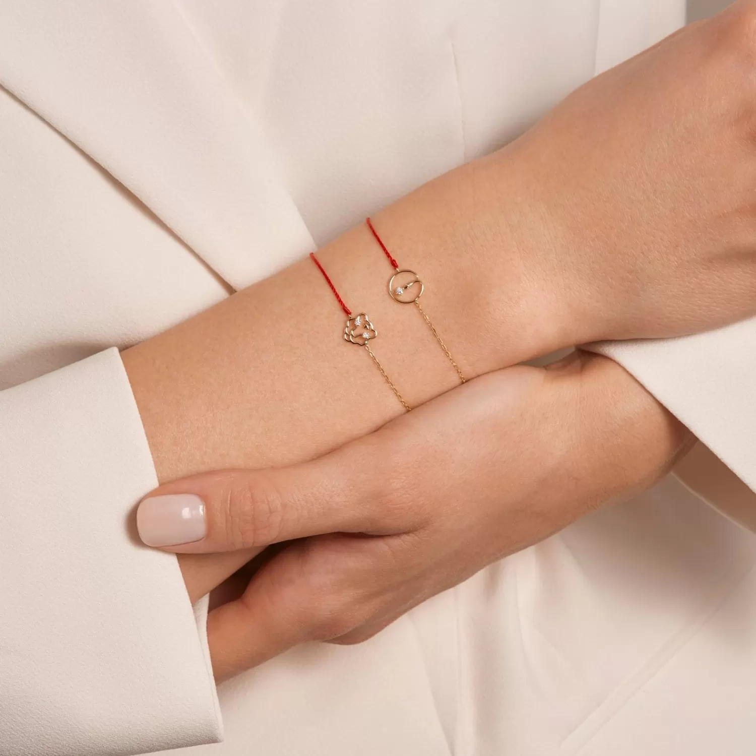 The Alkemistry Ruifier 18Ct Yellow Gold Scintilla Tiger Red Cord And Chain Bracelet New
