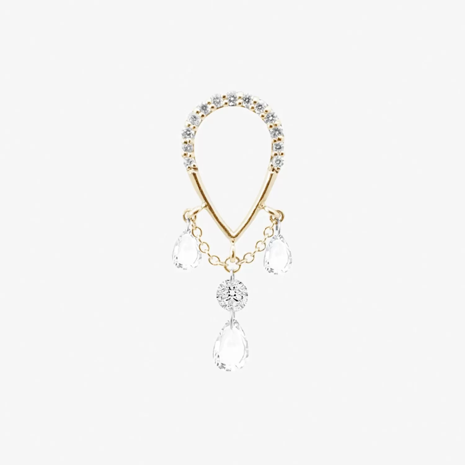The Alkemistry Suncatcher - 18Ct Gold, Pave Pear Triple Pear & Round Drop Earring (Single) Best Sale