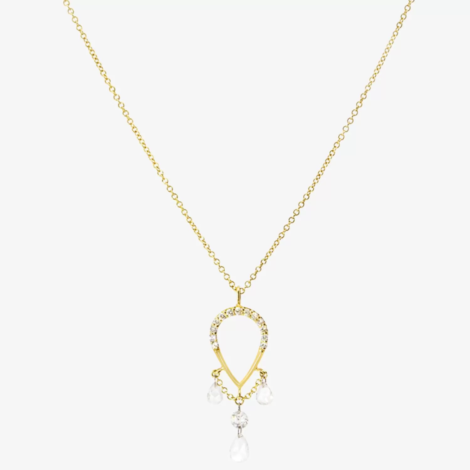 The Alkemistry Suncatcher - 18Ct Gold, Pave Pear Triple Pear & Round Drop Necklace Sale