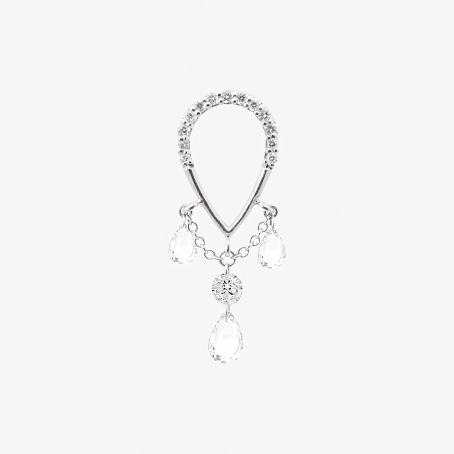 The Alkemistry Suncatcher - 18Ct Gold, Pave Pear Triple Pear Drop Earring (Single) New