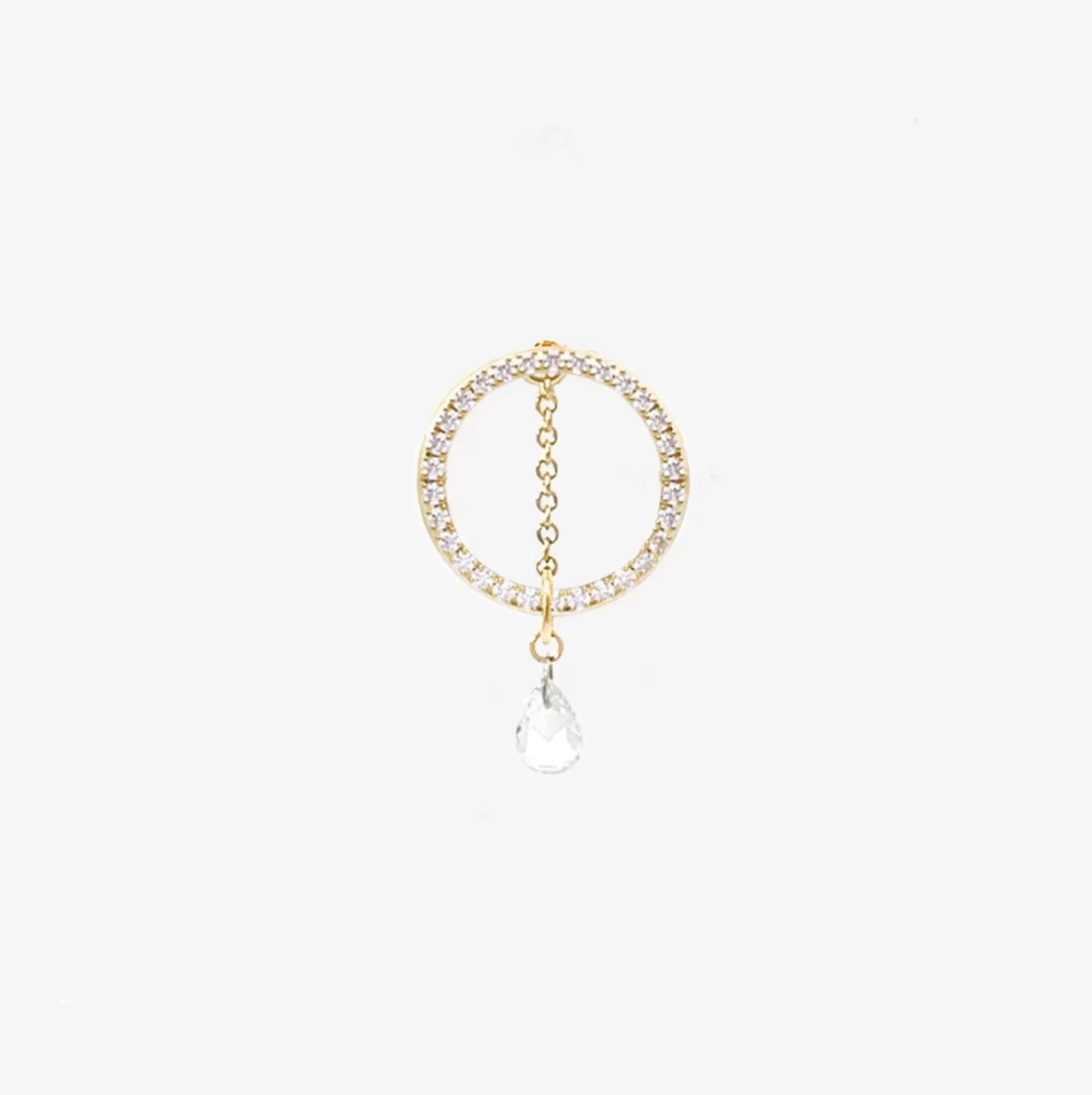The Alkemistry Suncatcher - 18Ct Gold, Rose Cut Diamond Pave Circle Earring (Single) New