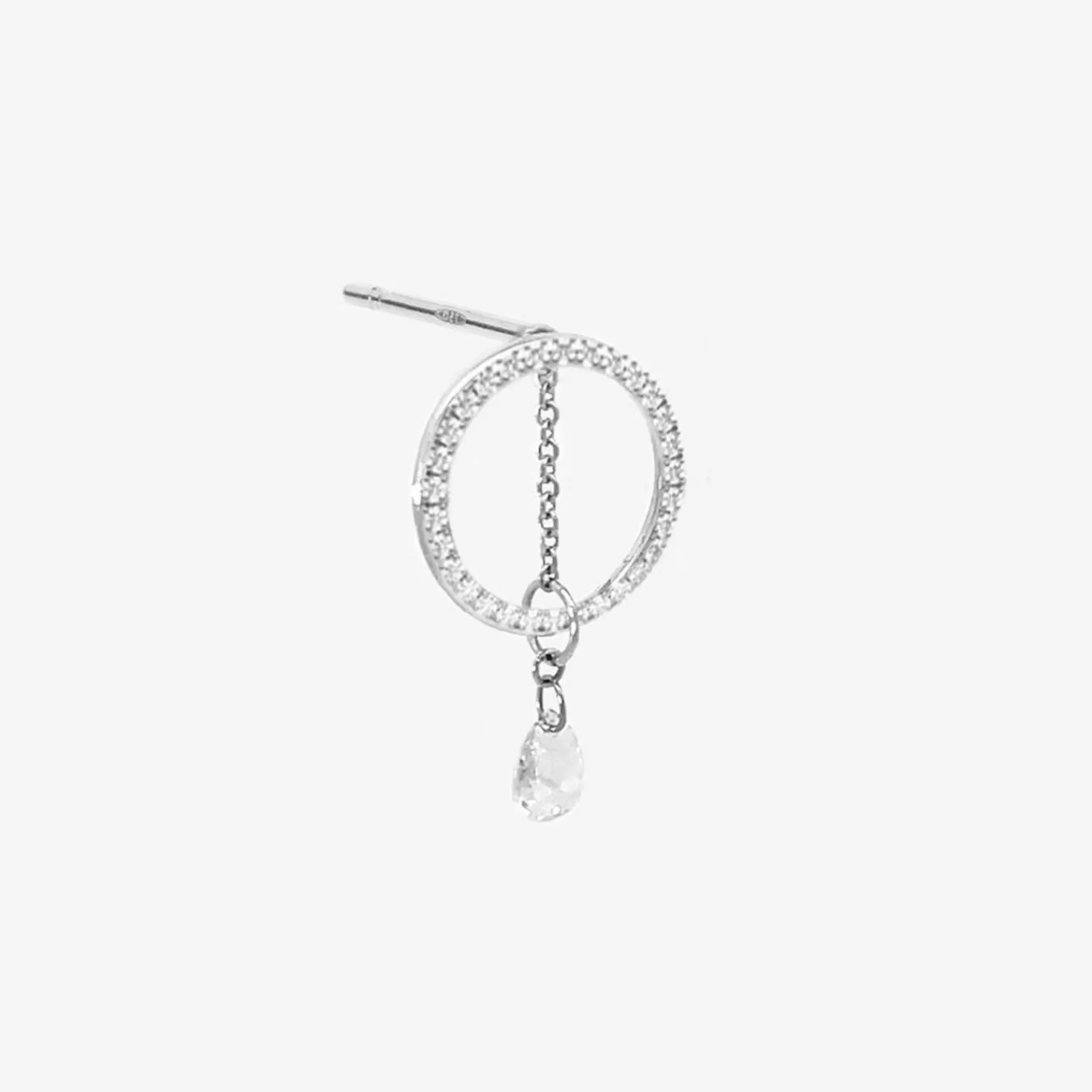 The Alkemistry Suncatcher - 18Ct Gold, Rose Cut Diamond Pave Circle Earring (Single) Cheap