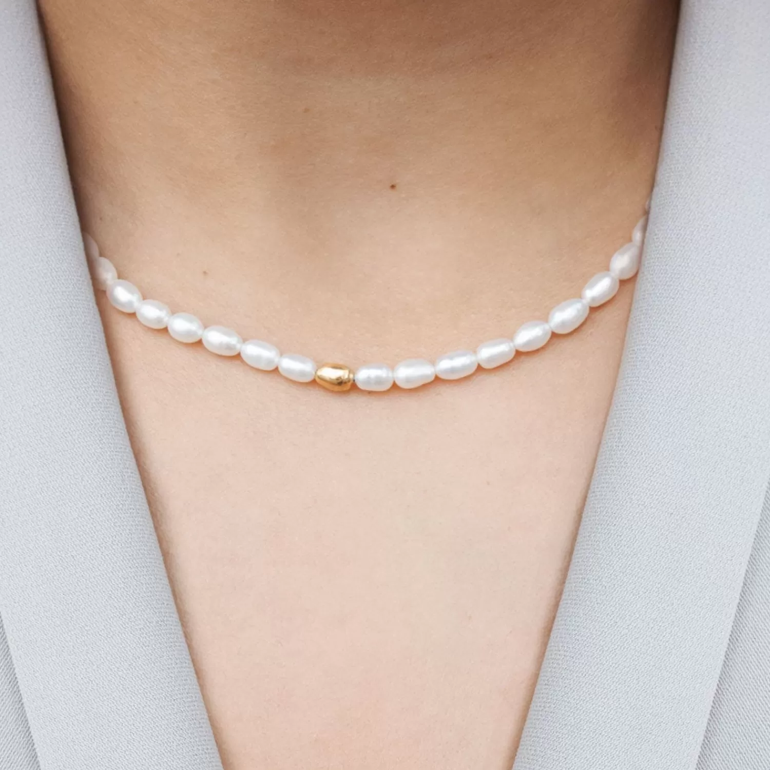 The Alkemistry Vianna - 18Ct Gold, Large White Pearl And Large Gold Bead Necklace Clearance