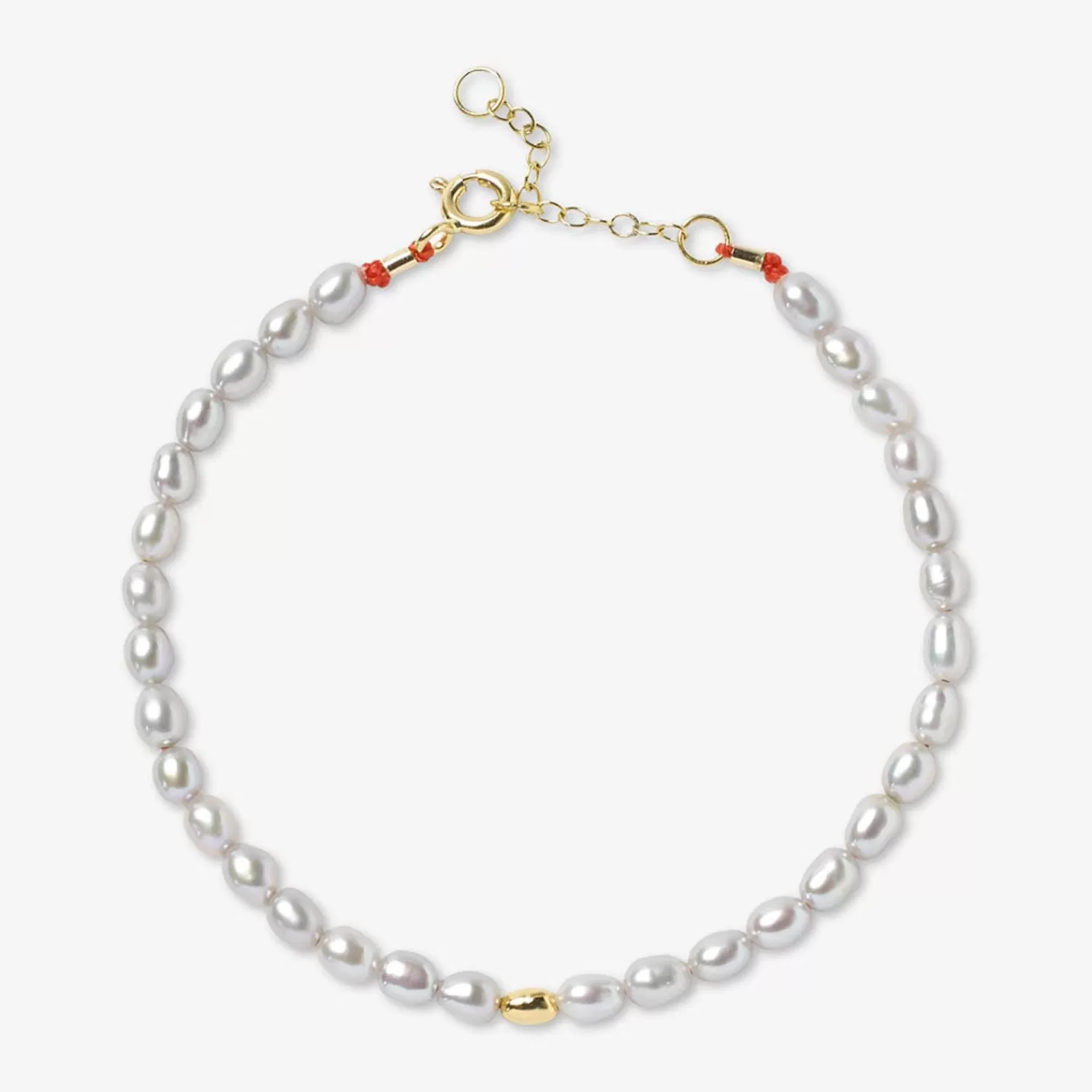 The Alkemistry Vianna - 18Ct Gold, Small Grey Pearl And Gold Bead Anklet Best Sale