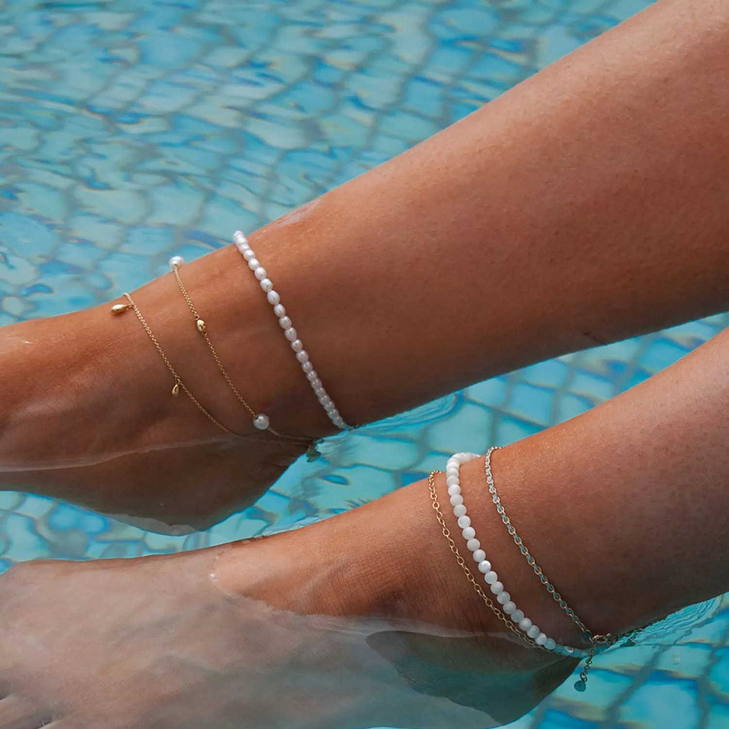 The Alkemistry Vianna - 18Ct Gold, White Pearl And Gold Bead Chain Anklet Shop