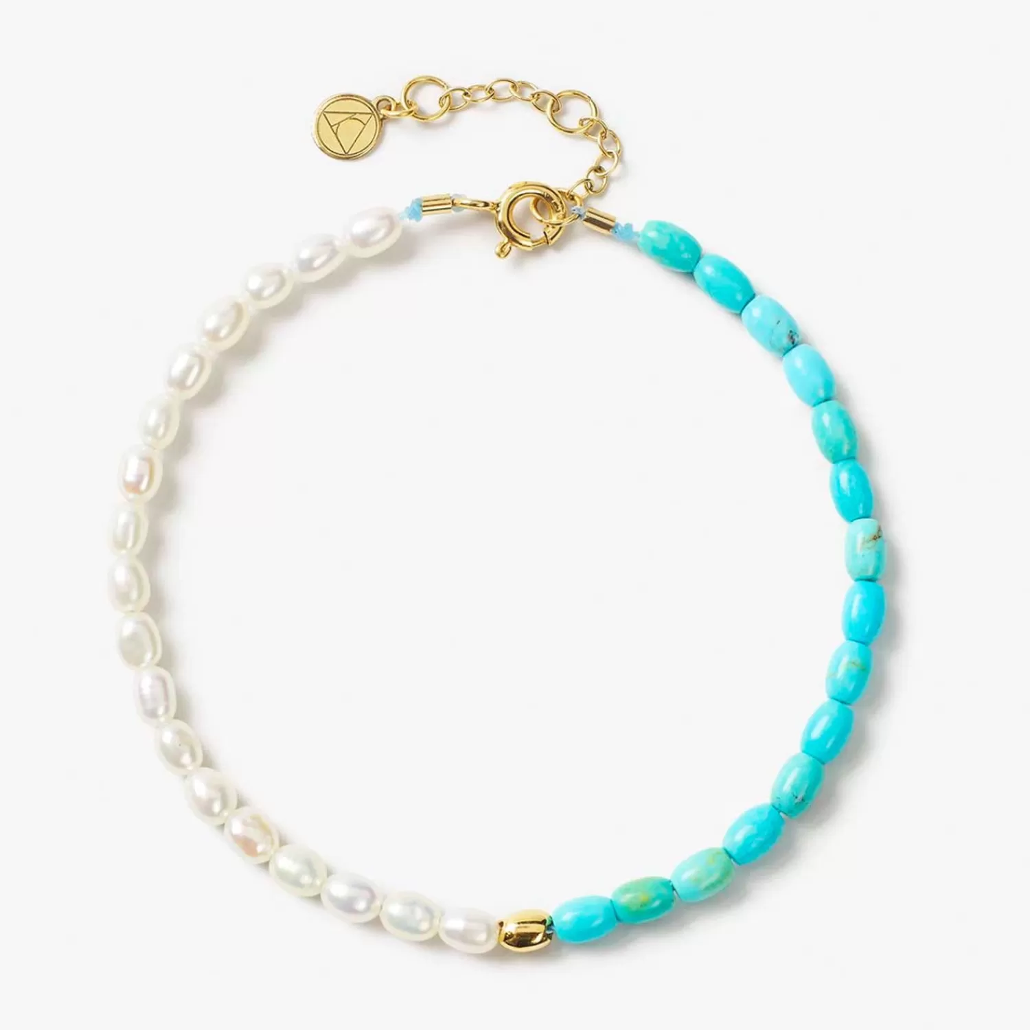 The Alkemistry Vianna - 18Ct Gold, White Pearl, Turquoise And Gold Bead Bracelet New