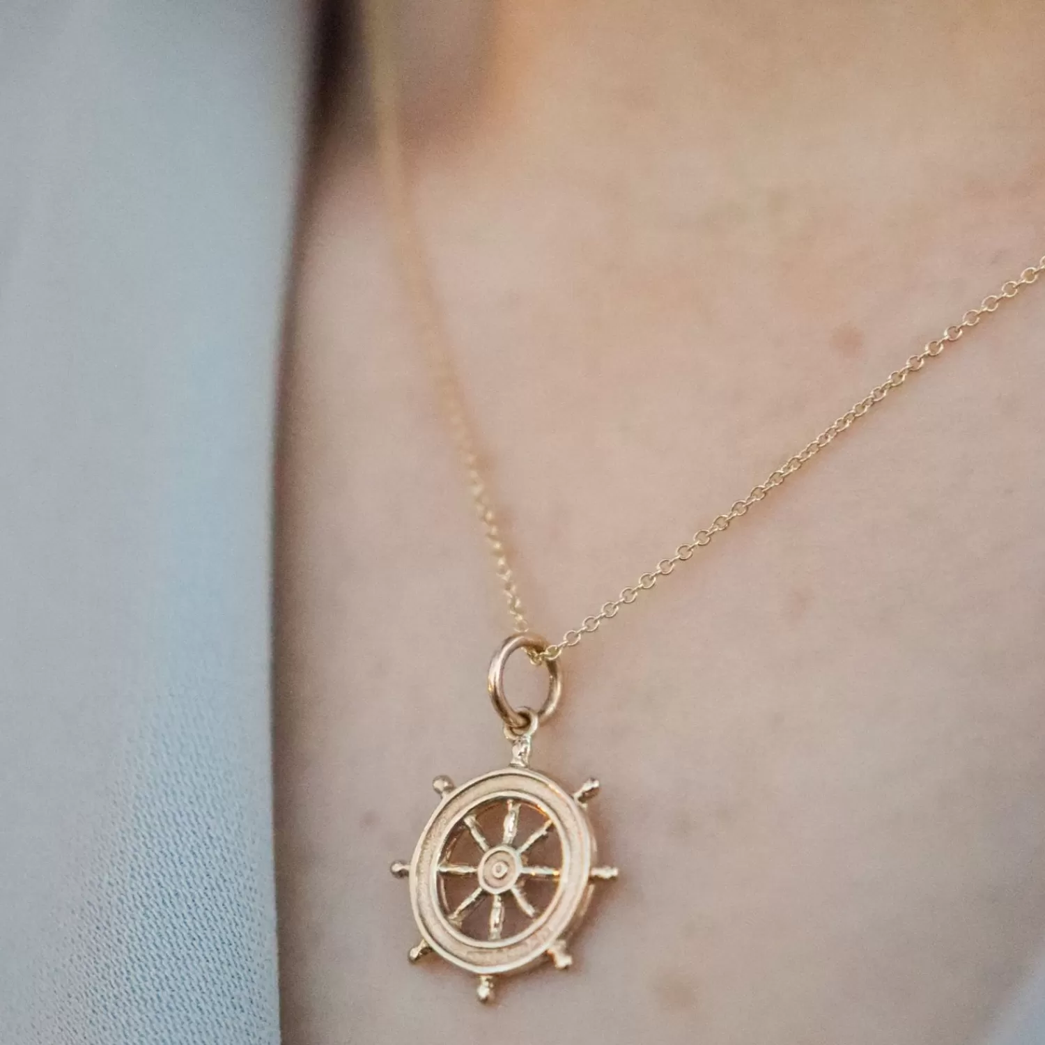 The Alkemistry Vintage - 18Ct Gold, Nautical Wheel Charm Necklace Circa 1968 Sale