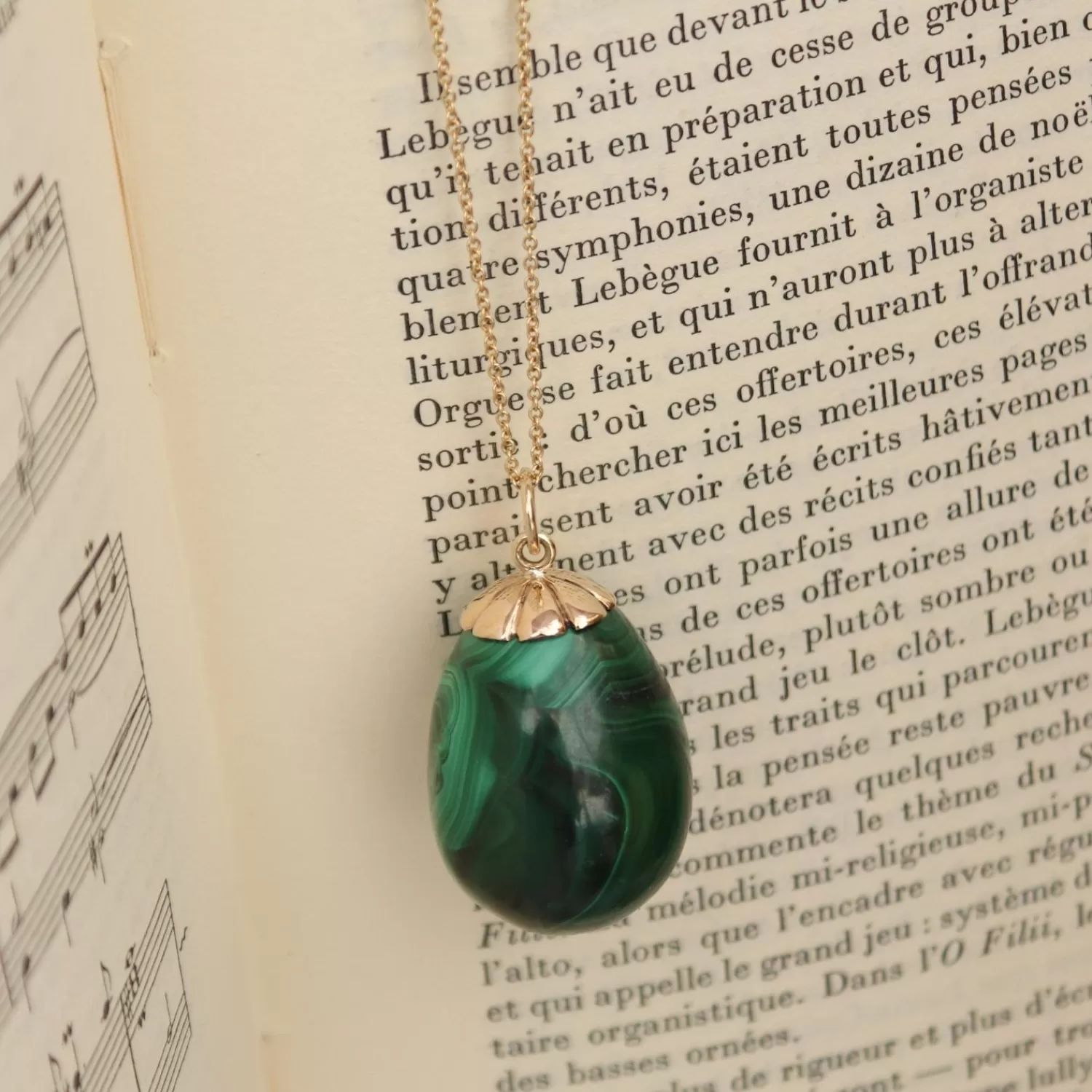 The Alkemistry Vintage - 9Ct Gold, Malachite Egg Necklace Discount