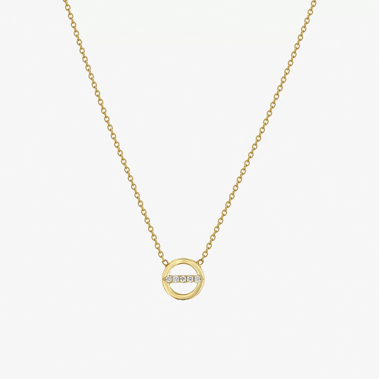 The Alkemistry Zoe Chicco 14Ct Yellow Gold And Diamond Open Centre Bar Necklace New