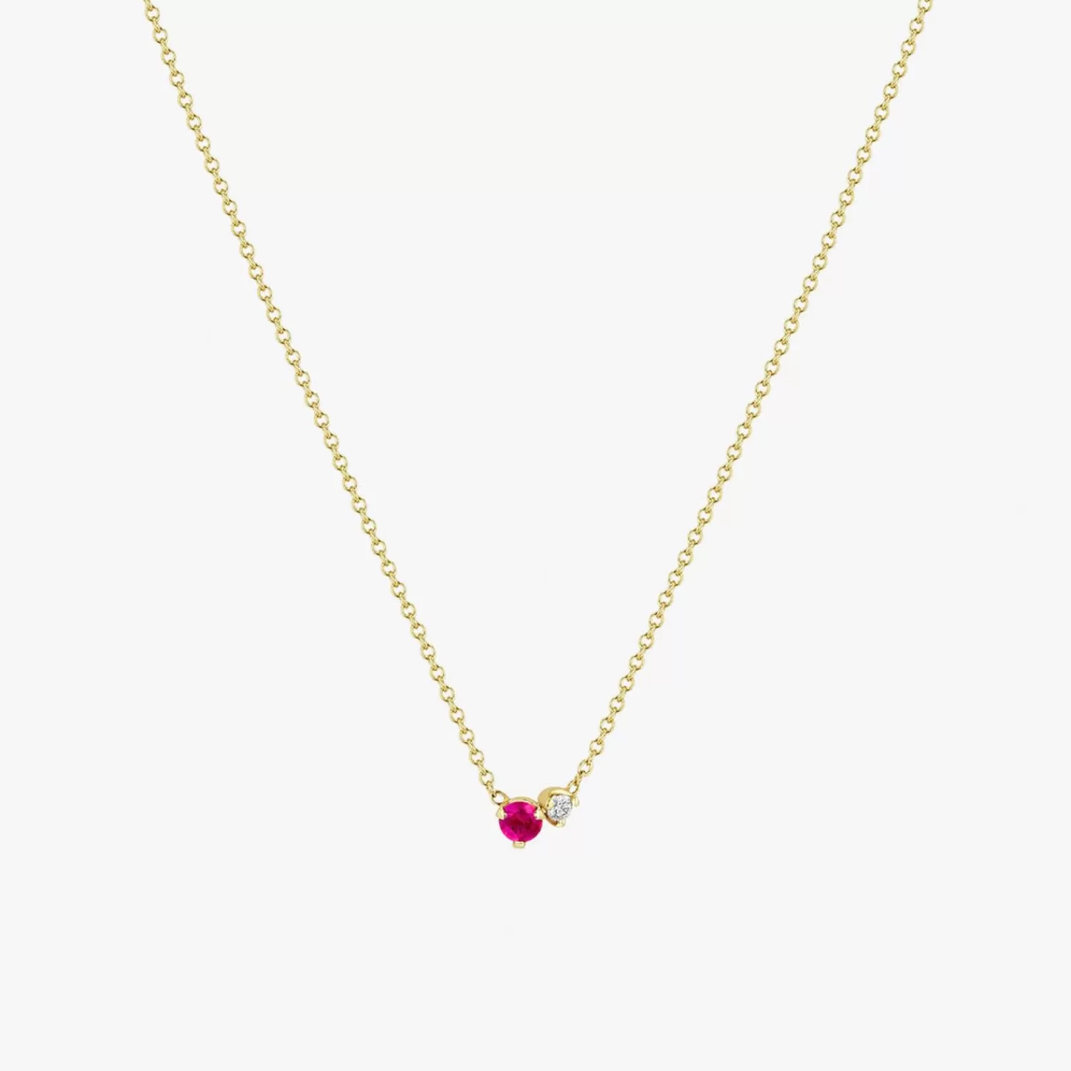 The Alkemistry Zoe Chicco 14Ct Yellow Gold, Diamond And Pink Sapphire Necklace Clearance