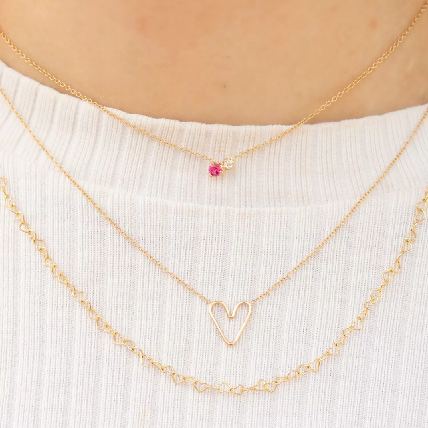 The Alkemistry Zoe Chicco 14Ct Yellow Gold, Diamond And Pink Sapphire Necklace Clearance