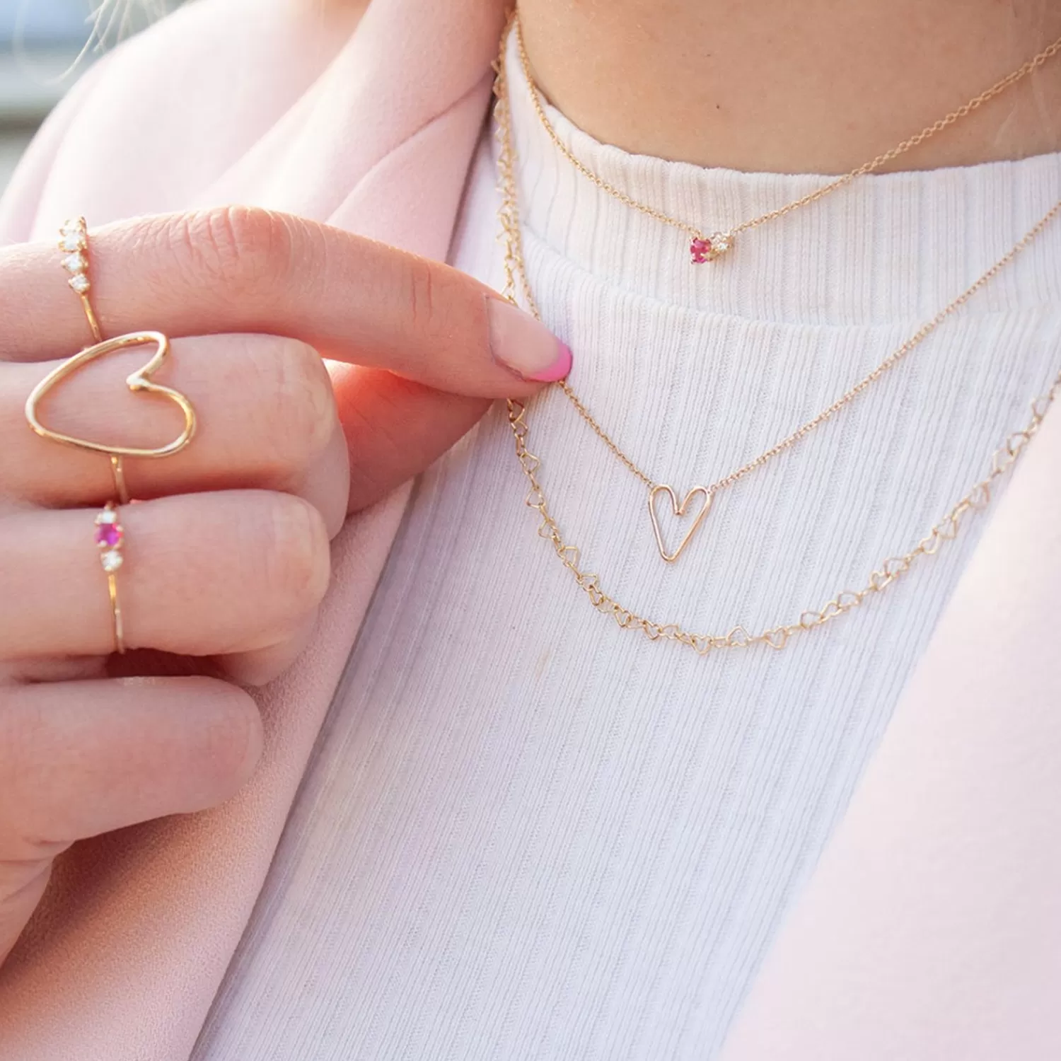 The Alkemistry Zoe Chicco 14Ct Yellow Gold, Diamond And Pink Sapphire Necklace Clearance